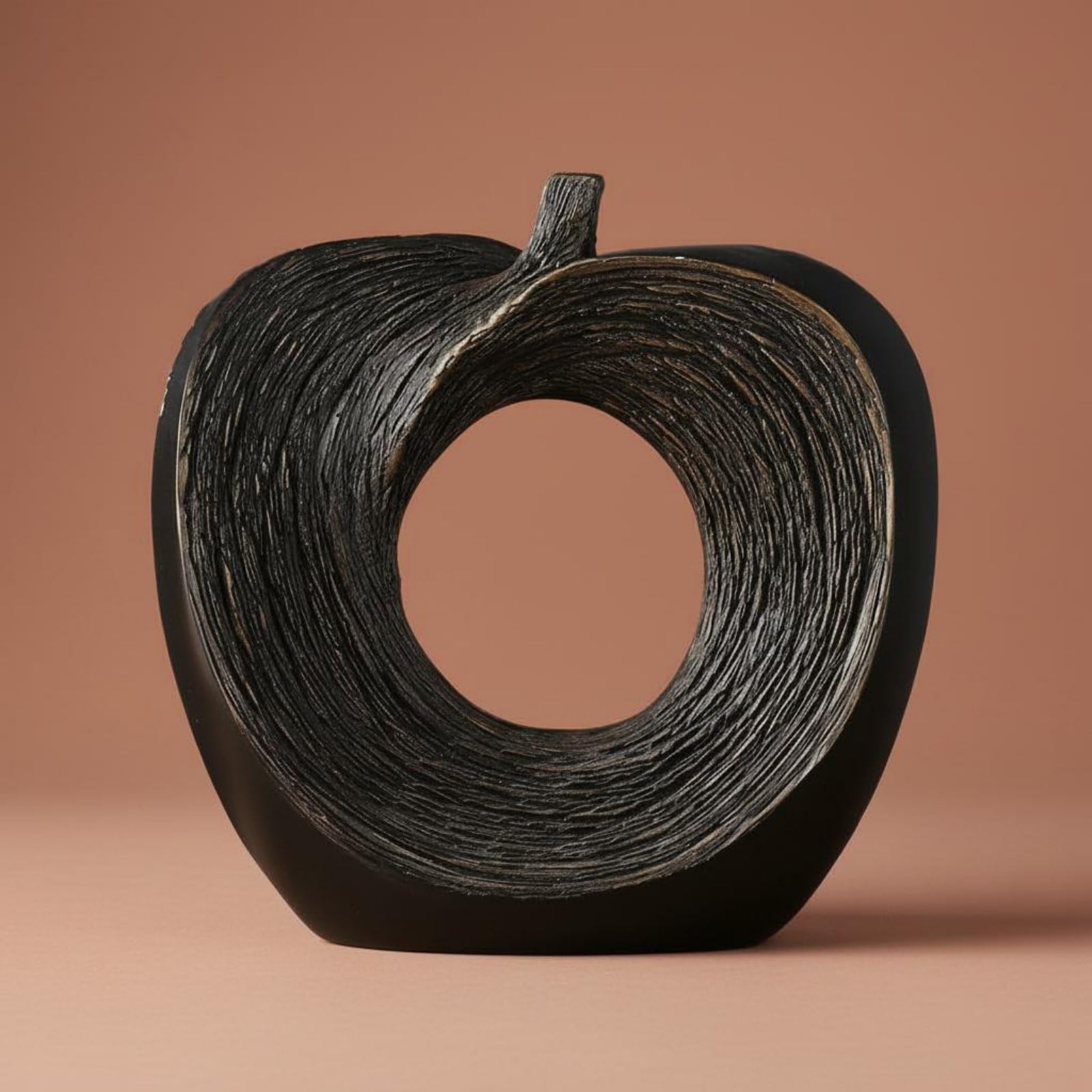 Colcolo Moderne Kunst Skulptur Abstrakte Apfel Skulptur Figur Dekoobjekt aus Synthetischem Harz mit Zeitloser Anmutung Und Relief Linien für Wohnraum Studie Empfangszone Geschenk