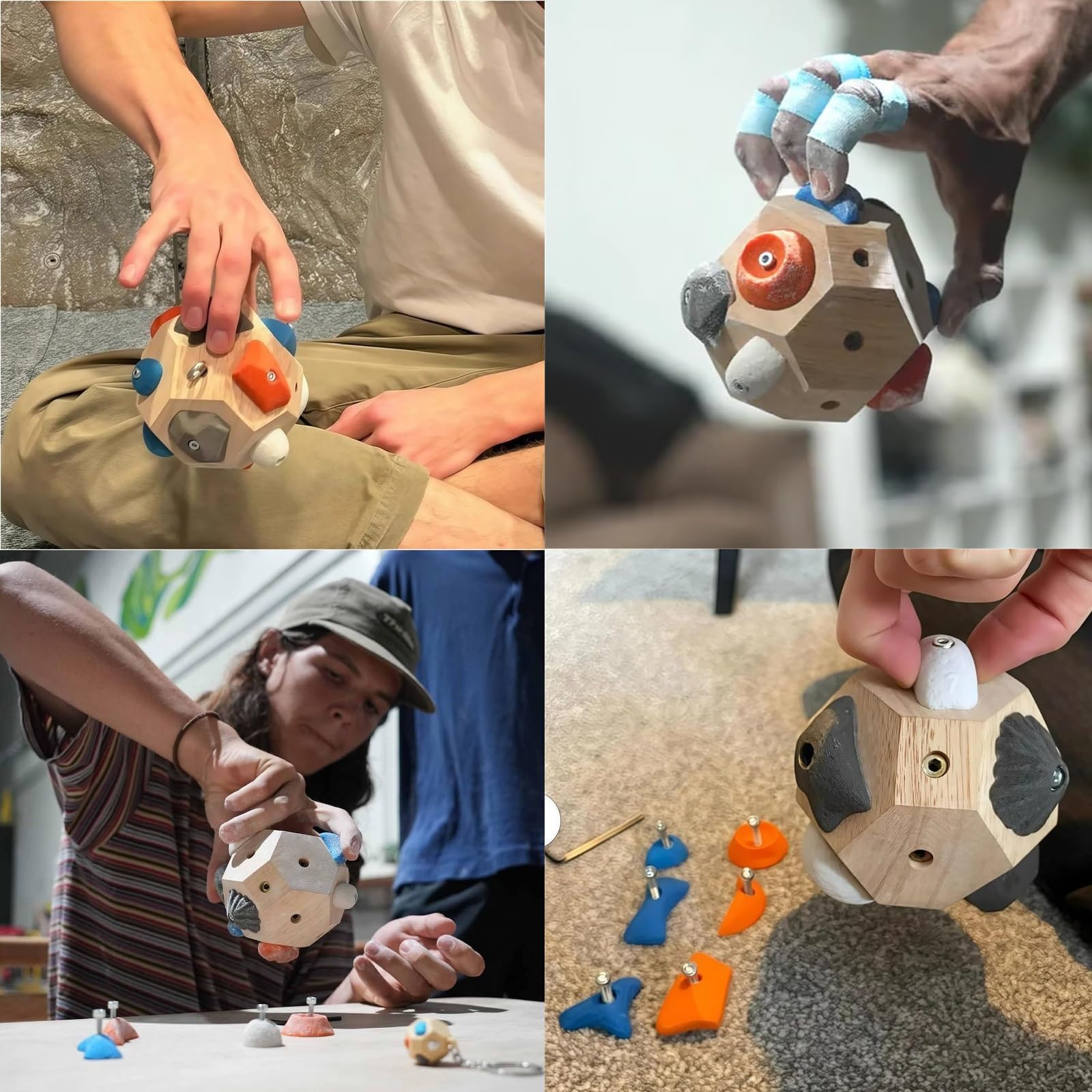 Boulder Block for Climbers, 3D Boulder Block pour DéVelopper La Force Et La PréCision De Vos Doigts, des PoignéEs RéGlables, La Force des Doigts avec Un Sac De Rangement (A)