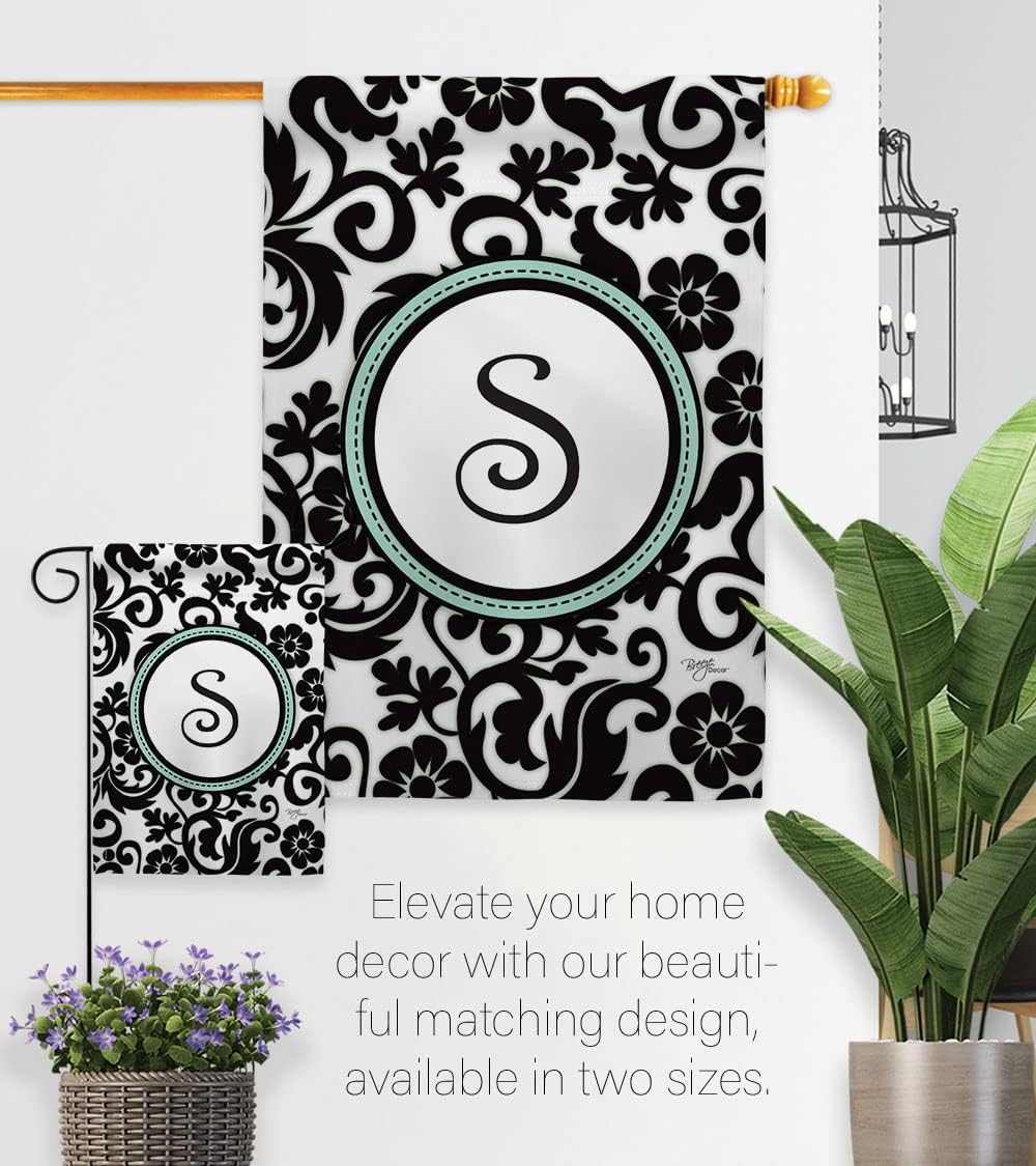 Breeze Decor H130071 Damask S Initial Interests Simply Beauty Decorative Vertical House Flag, 28" x 40", Multicolor