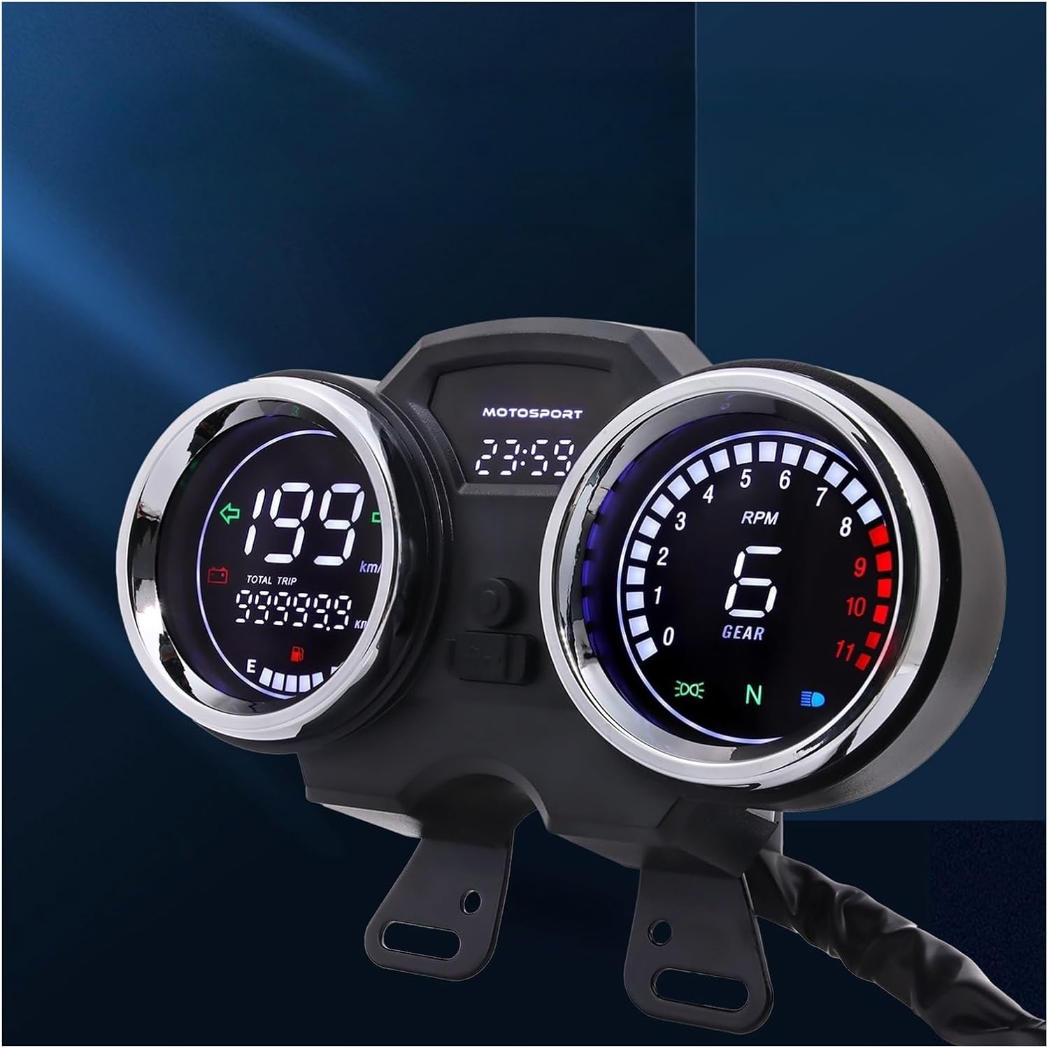Motorcycle Speedometer Gauge Motorcycle Digital Board Universal Odometer Tachometer Meter Instrument Moto Dashboard Hour Counter with Gear
