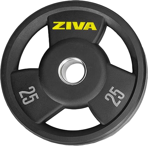 ZIVA RPU Grip Disc Olympic - Disco de peso de 2 pulgadas, revestimiento de uretano de goma resistente de alta calidad, inserto de acero inoxidable