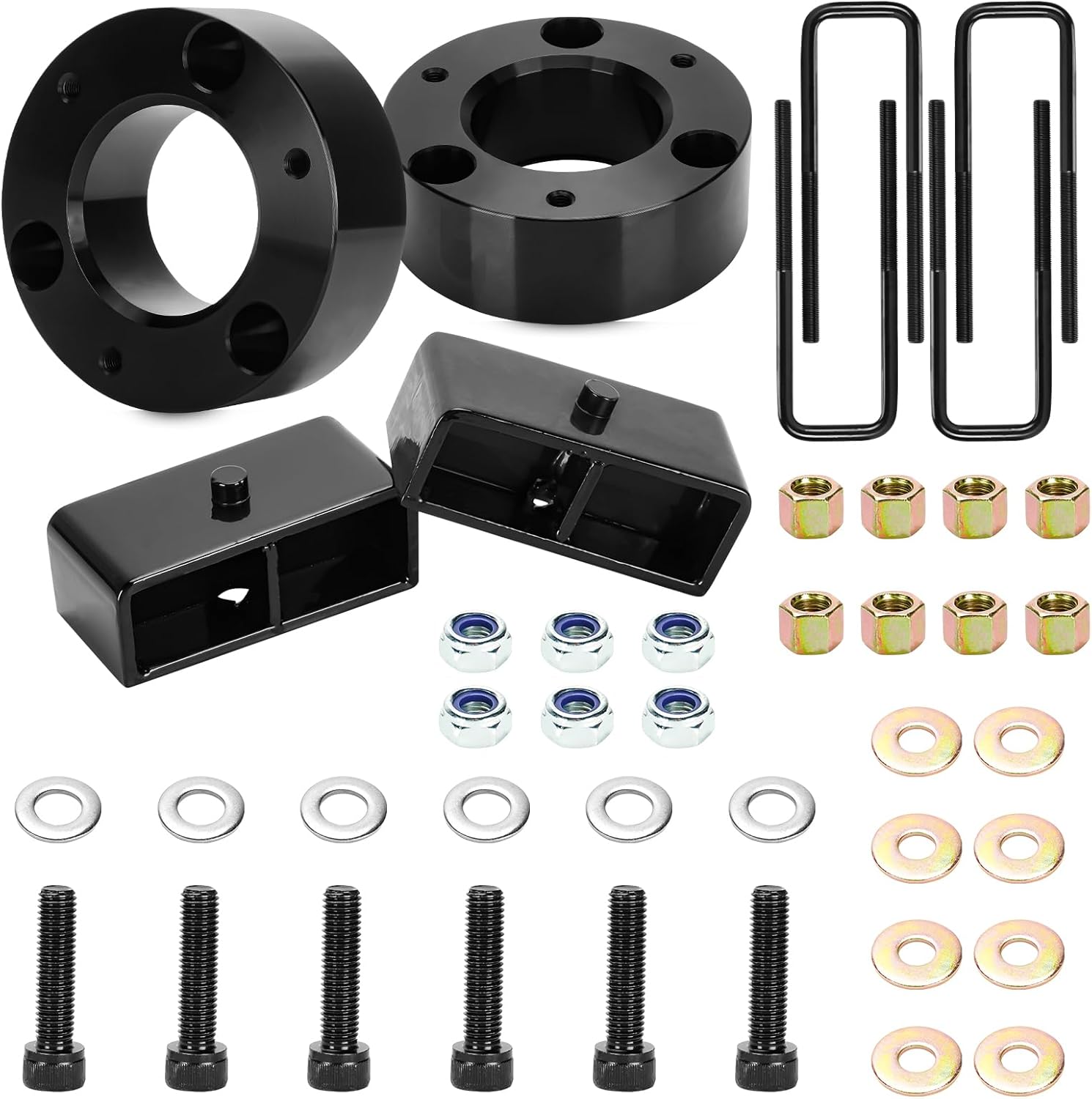 3" Front + 2" Rear Full Lift Kit for 2007-2020 Chevy Silverado 1500 GMC Sierra 1500 2WD/4WD, Strut Spacer Suspension Leveling Kit, XALLK028FK 3"Front+2"Rear