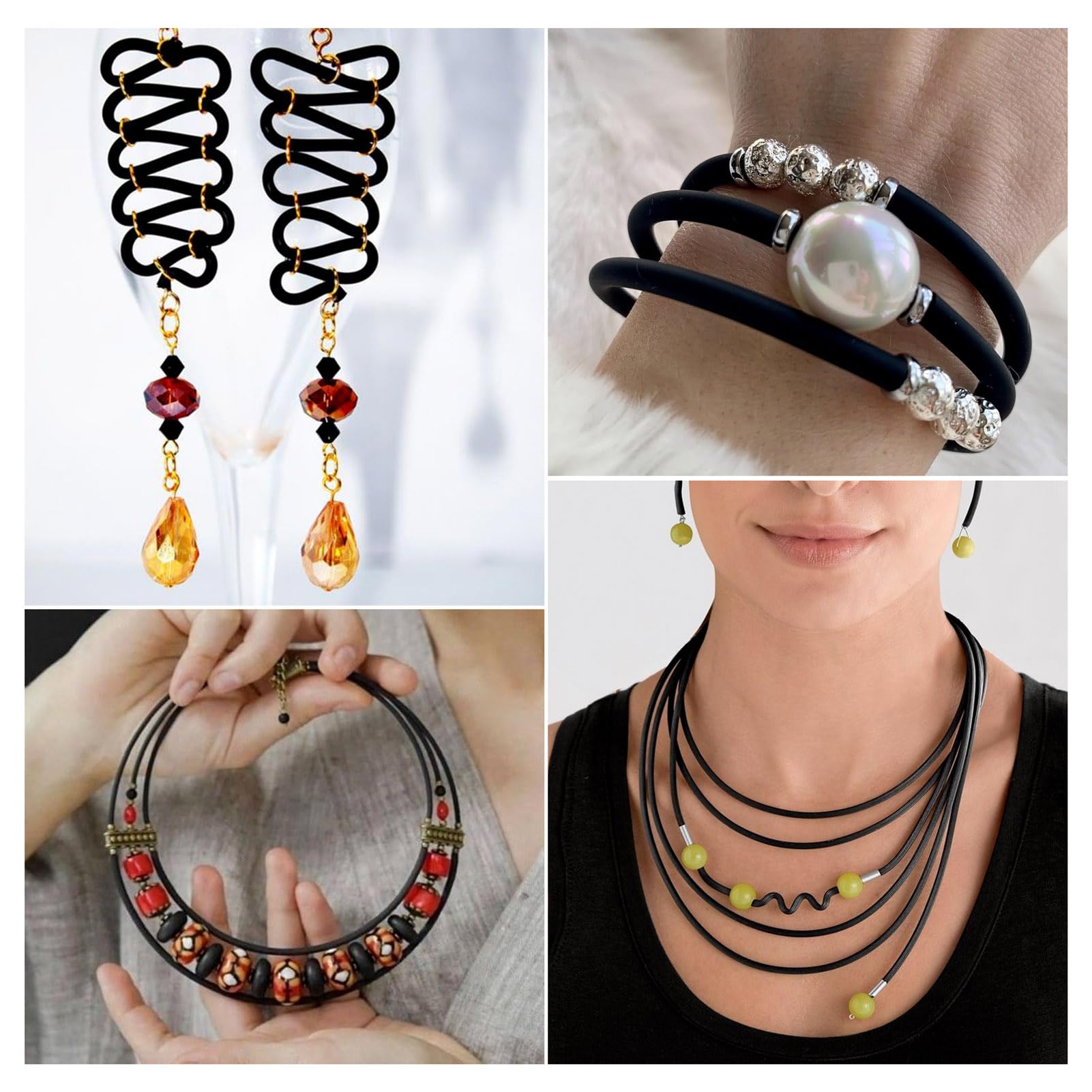 PATIKIL Rubberen koordbuis, 16 ft siliconen holle buis 1/8 OD 1/16 ID voor doe-het-zelf ambachtelijke kralen kettingen armband, zwart