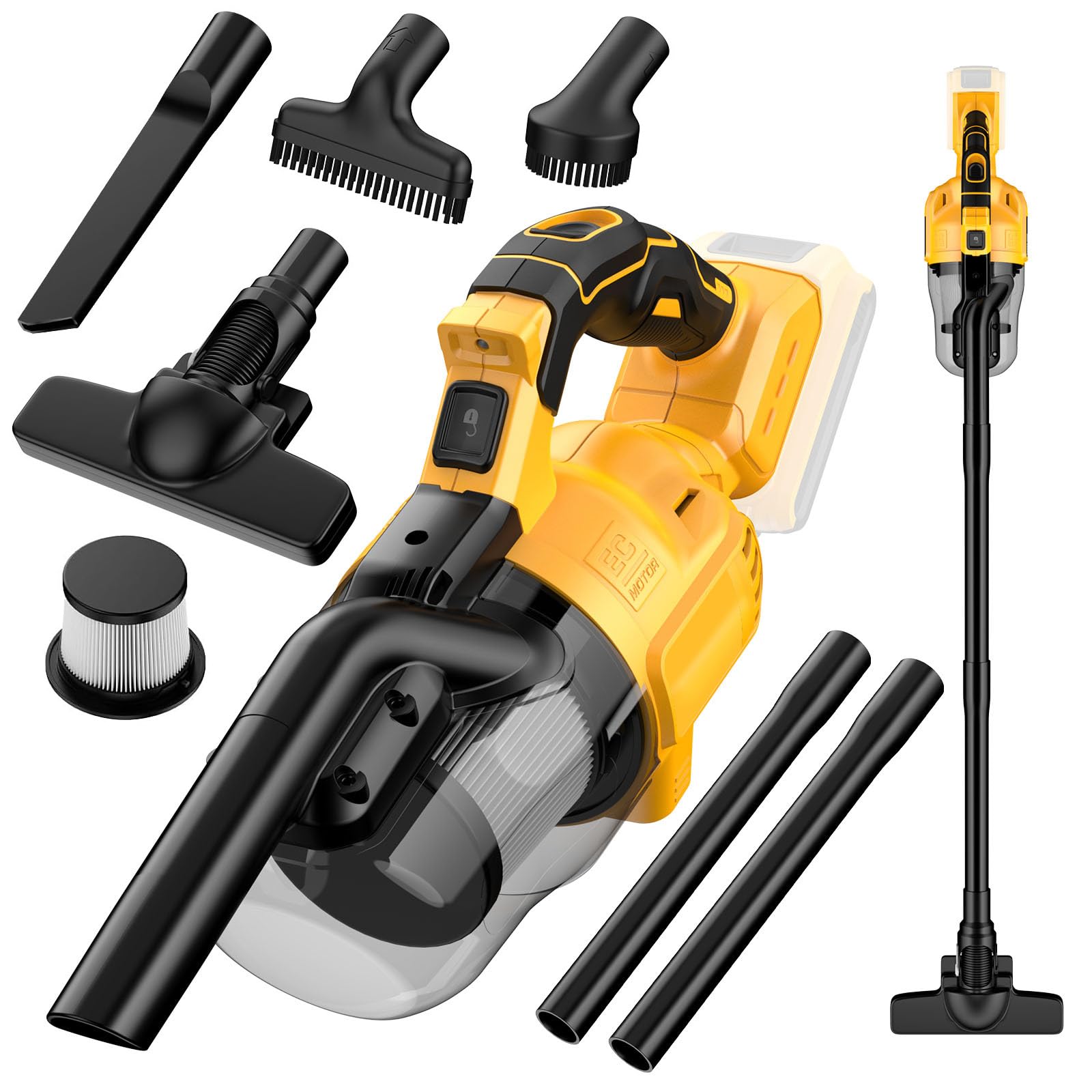 Cordless Vacuum Cleaner for Dewalt 20V Battery,100 AW Handheld Vacuum Cleaner with Washable HEPA Filter,55CFM Portable Shop Vacuum for Car/Pet Hair/