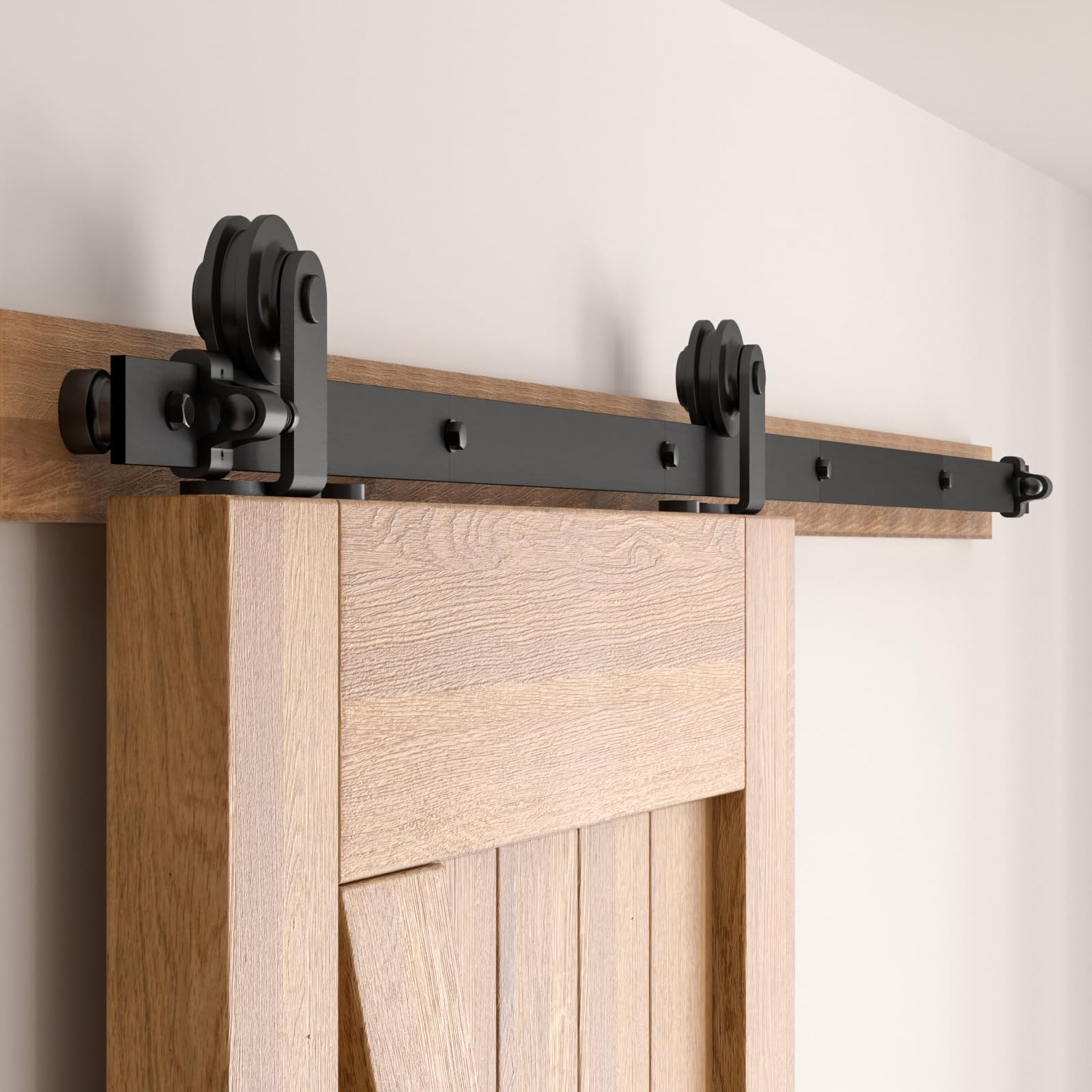 182CM/6FT ETIASQSA 6.6FT/200CM Quincaillerie De Porte Coulissante Kit Porte Coulissante Rail pour système de quincaillerie à célibataire porte Contient Ajustable Guide de Plancher Noir Guide