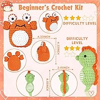 Vista 6 de yhwsymgmho Kit de ganchillo para principiantes: kit de 2 piezas de animales Amigurumi-Kit con tutoriales en video paso a paso - Kit de tejido fácil