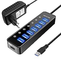 Hub USB 3.0 Alimentatore, 7 Porte Hub USB 3.0 di Trasferimento Dati