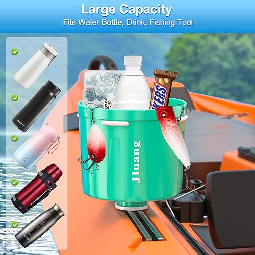 Miniatura 6 de Jluang Portavasos multifuncional antideslizante para kayak con elastómero - Antiderribo, almacenamiento ultra grande, instalación de montaje en
