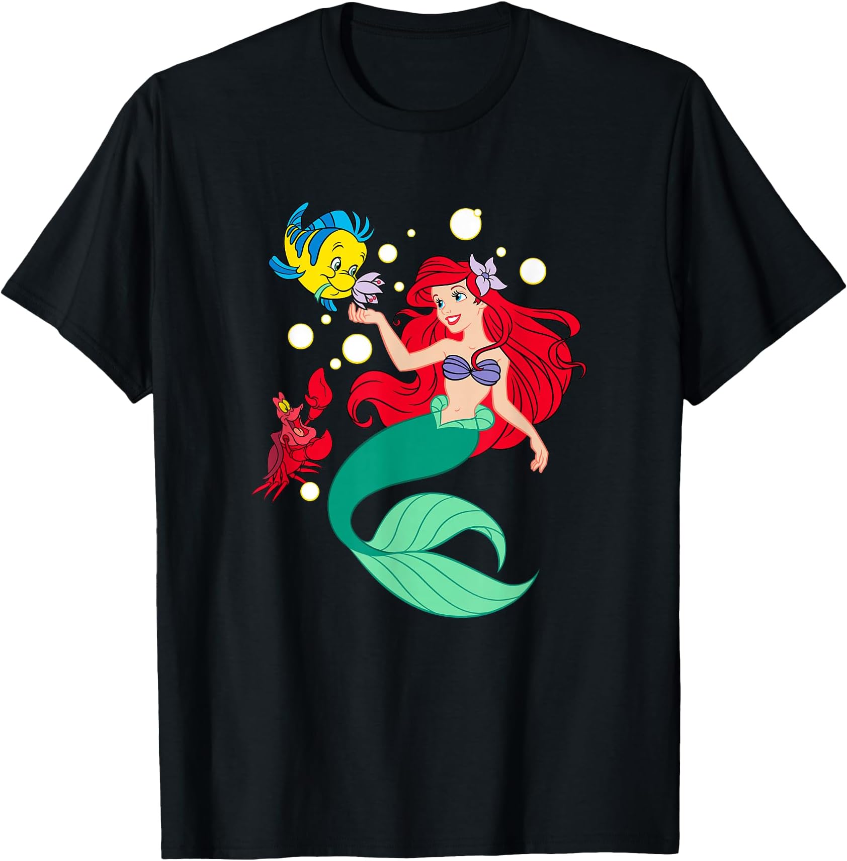 The Little Mermaid Ariel Flounder Sebastian Bubbles T-Shirt