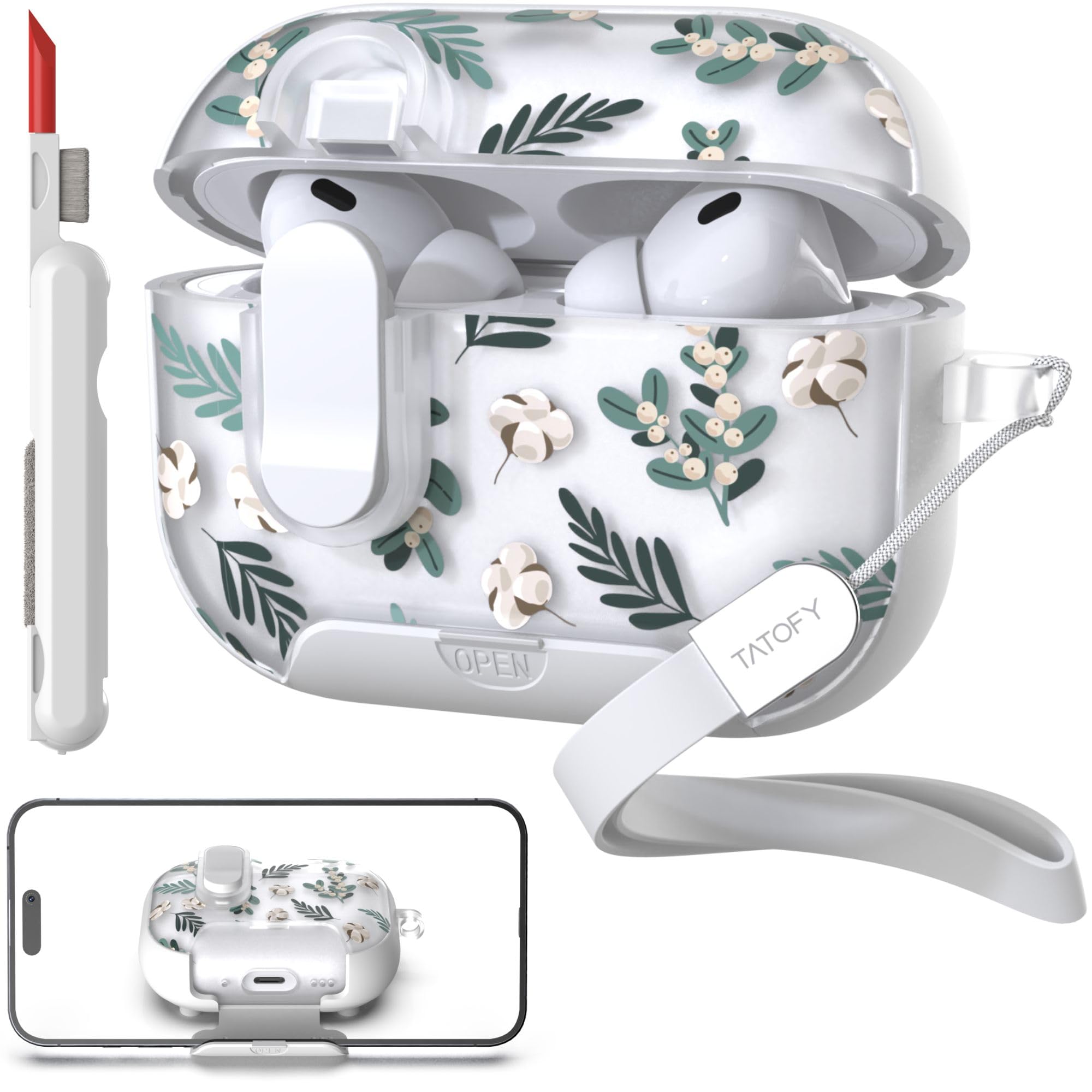 TATOFY for AirPod Pro 3 Case (2025) with Phone Stand Lanyard Lock