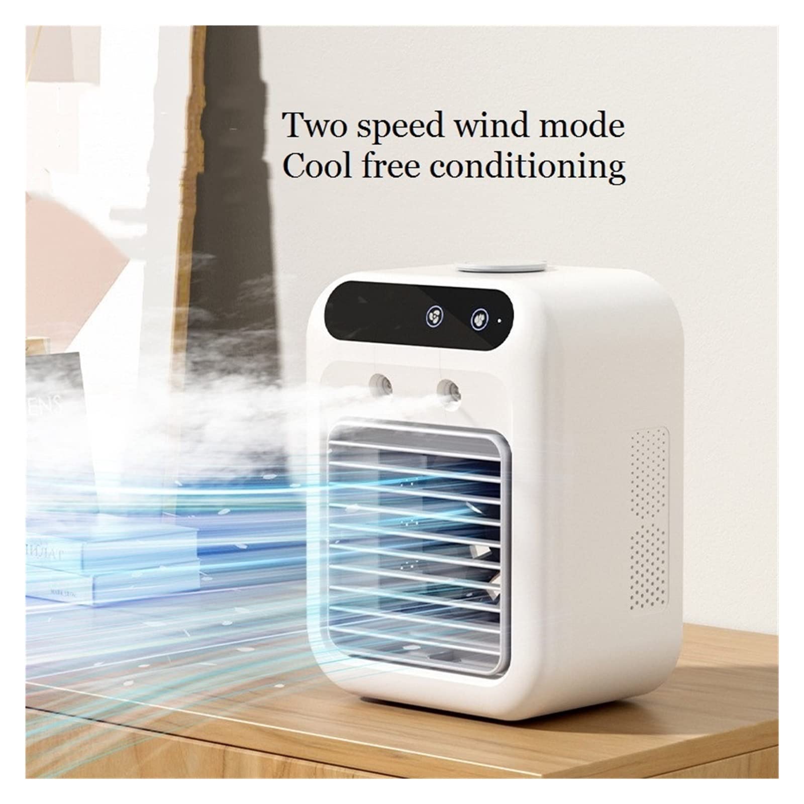 Mini ventilador portátil for aire acondicionado, de refrigeración por agua, 2 velocidades viento for humidificador oficina en casa Flujo Aire Confort Brisa Refrescante