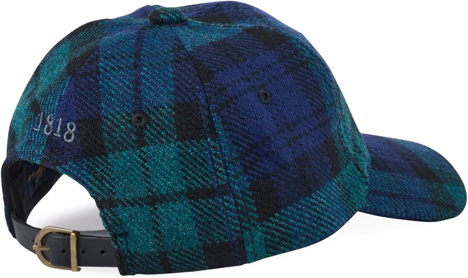 Brooks Brothers Men's 100% Wool Baseball Hat with Leather Strap & Buckle - Woven Logo One-Size Adjustable Luxury Hats