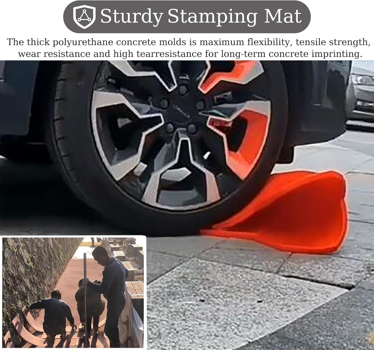 Rectangular Floor Concrete Texture Formwork, Seamless Stone Tile Concrete Impression Mat, Concrete Floor Impression Mat with Clear Pattern