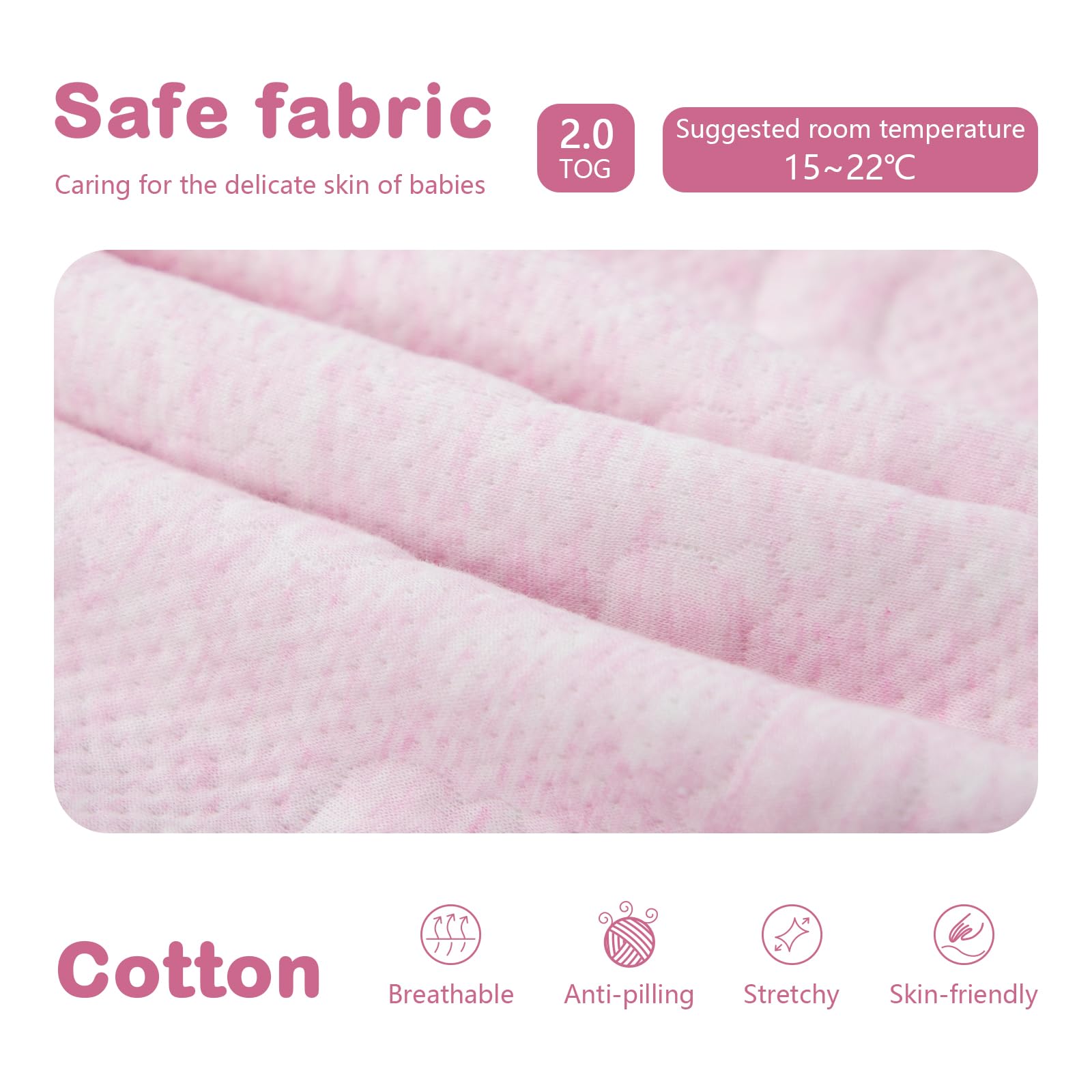 Sacco nanna invernale a maniche lunghe, per bimbe e bimbi, con aperture per i piedi e motivo di cagnolino, in cotone, unisex, per tutto l'anno, Rosa 36-48 Monate