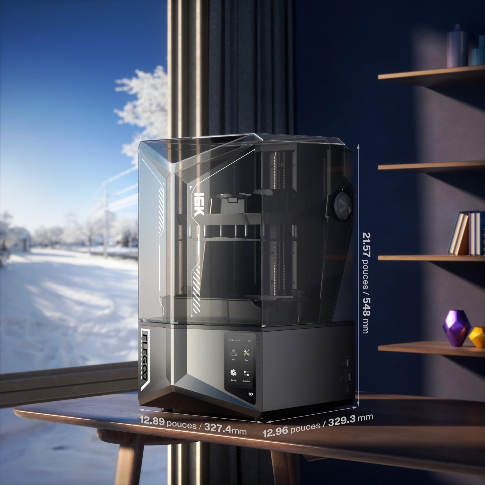 ELEGOO Saturn 4 Ultra 16K Imprimante 3D Résine avec Couvercle Rabattable, Chauffage Intelligent du Réservoir à 30 °C, Haute Vitesse 150 mm/h, Grand Format d'impression de 211,68 × 118,37 × 220 mm³