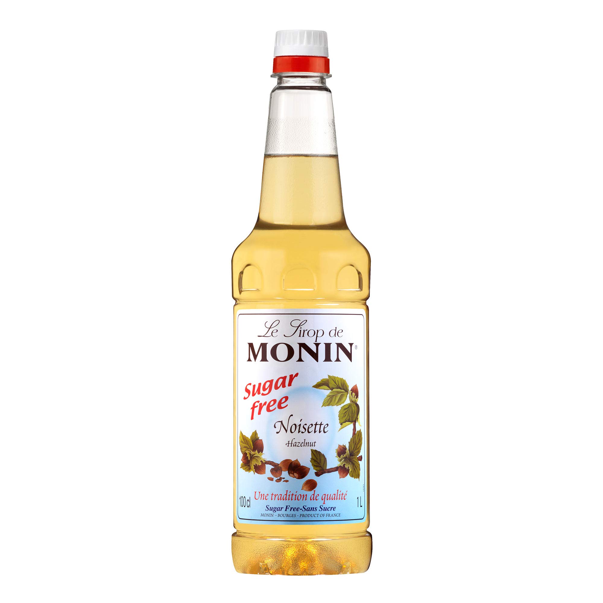 Monin Sugar Free Hazelnut Syrup 1ltr Case of 4, Transparent