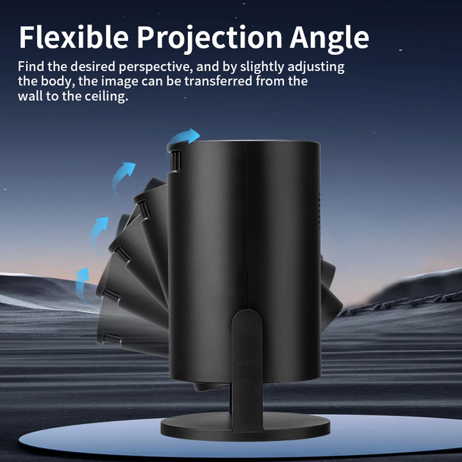 Projecteur Intelligent avec BT, Petit Projecteur sans Fil 1080P, Réglable à 270°, Prise Audio 3,5 Mm, Projecteur de Film Vidéo Portable pour Ordinateur Portable, PC, Smartphone,