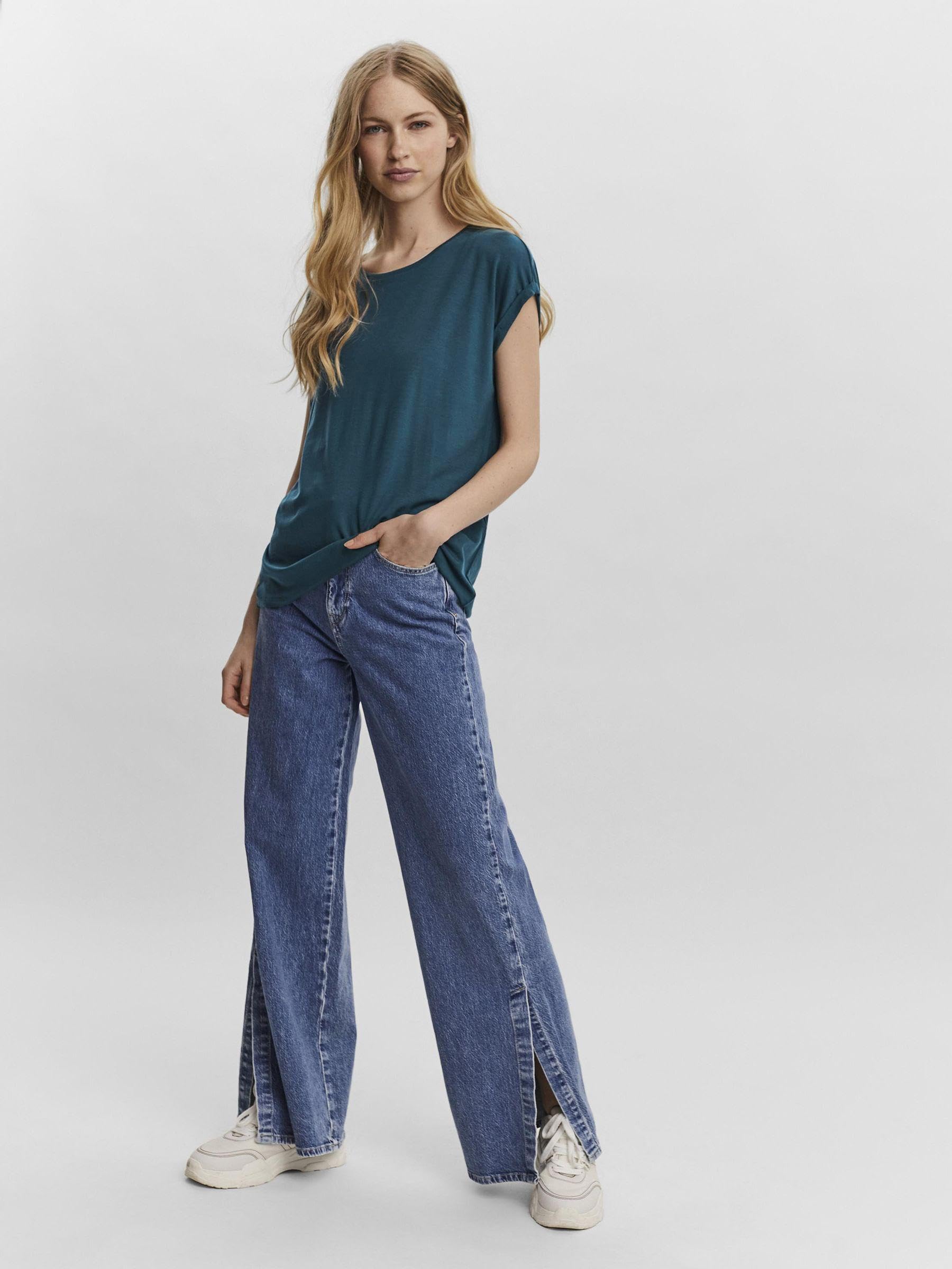 VERO MODA Vmava Plain Ss Camiseta Mujer