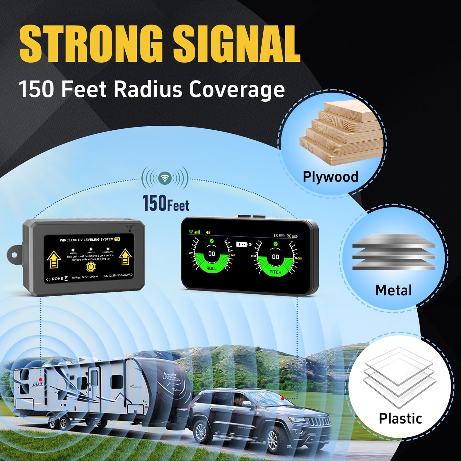 Wireless RV Leveling System Camper Leveling System with Portable Professional Screen for Campers Trailers & Motorhomes Easy to Operate, Real-Time Leveling, New Upgrade Rv Must Haves