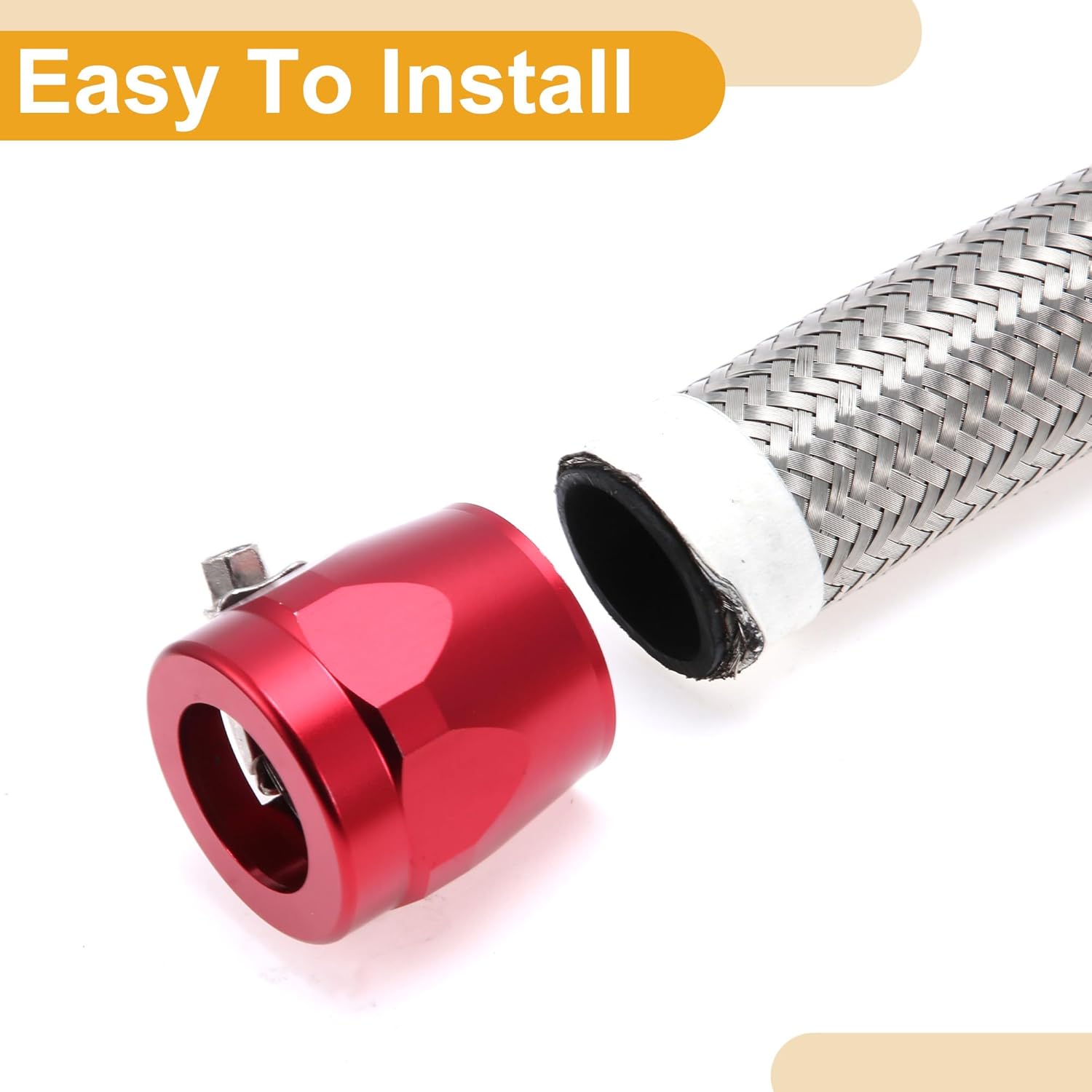 AN-16 Fuel Line Kit 12ft Vacuum Hose Automotive Fuel Hose with 2 Clamps 1 Set