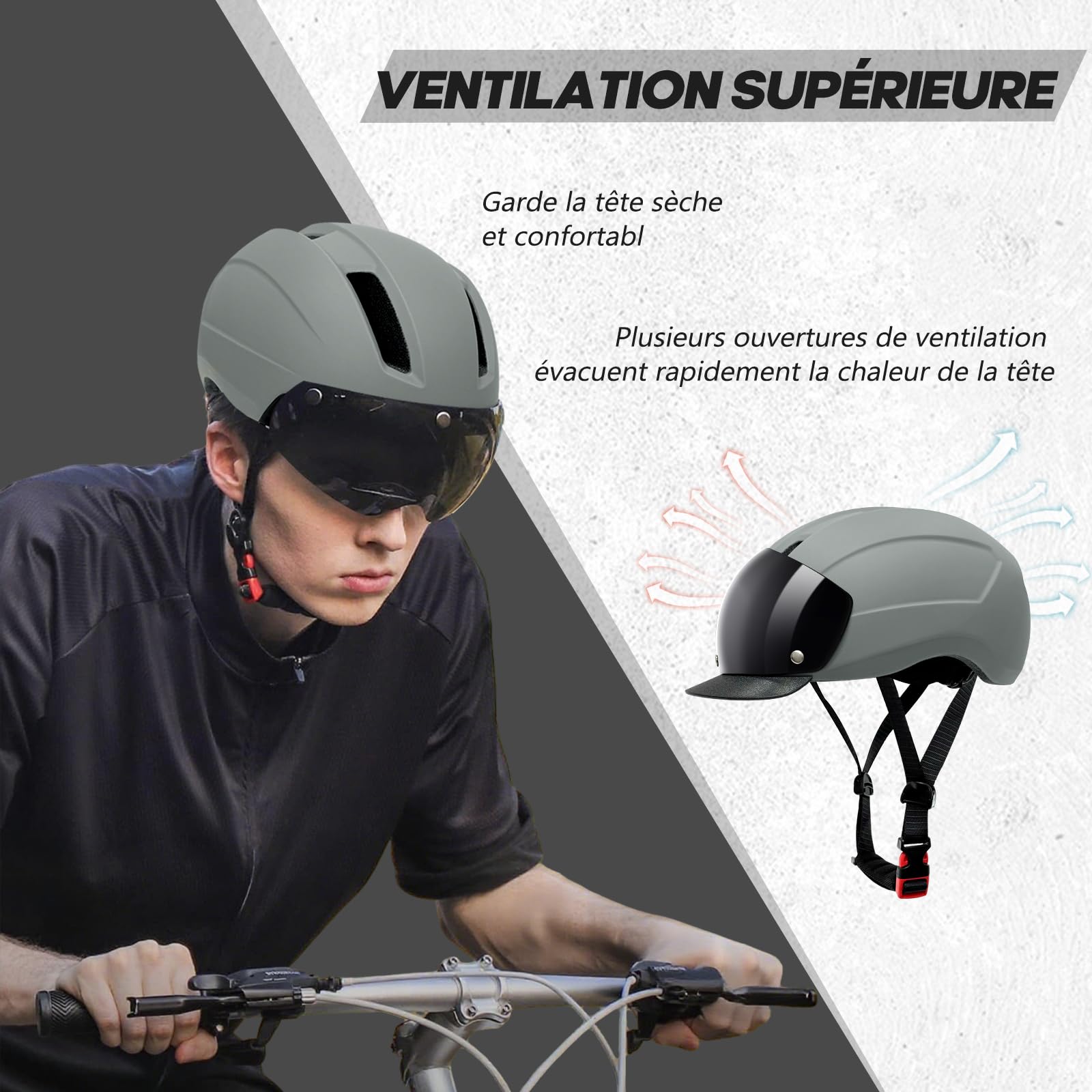 LeapBeast Casque Vélo Léger Unisexe avec Visière Amovible et Lunettes Magnétiques, Taille Réglable, Coque en PC et Doublure en EPS, Idéal pour Vélo Électrique, VTT et Vélo Urbain