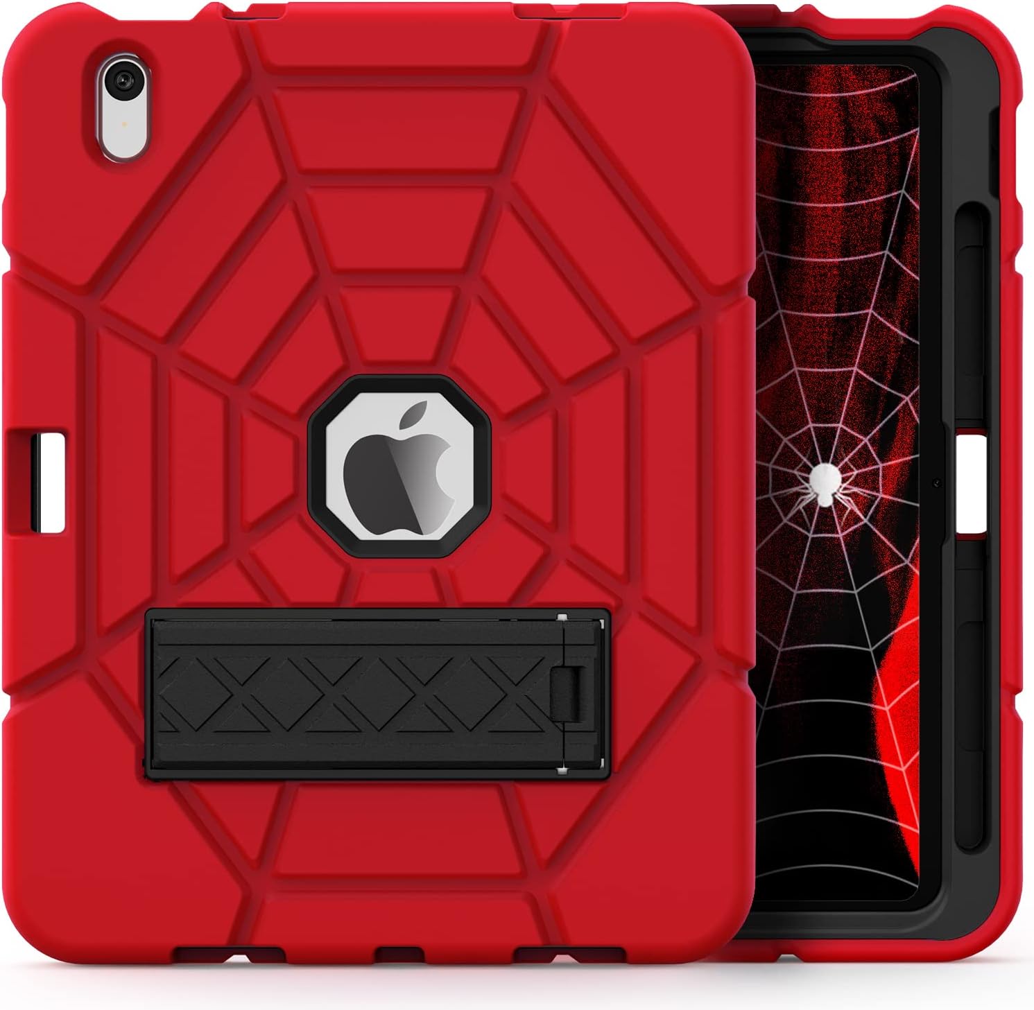 Grifobes Case for iPad 11-inch (A16) 2025 / iPad 10th Generation 2022 10.9 inch, Heavy Duty Shockproof Rugged 11th / 10 Gen Cover with Pencil Holder & Stand (Red+Black)