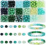 DUQGUHO Perles en verre vert 360 Pcs 8mm Gros trou perles colorées pour bracelet faisant bracelet collier perles en verre Boucle d'oreille cheville DIY Bijoux d'artisanat