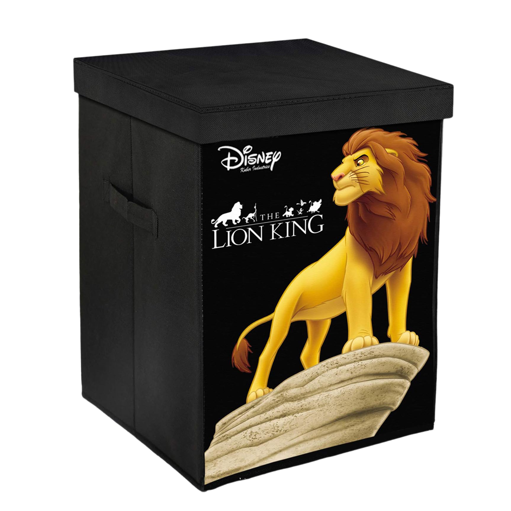Kuber Industries Non-Woven Foldable Laundry Basket for Clothes with Lid|Disney Lion King Print|Cloth Storage Box for Washing|Toy Storage Organizer|45 LTR|Black, 37x37 cm-image-26