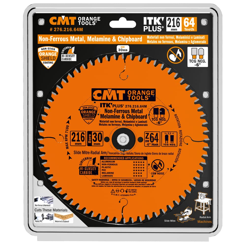 CMT Orange Tools 276.216.64M Lama Circolare per Alluminio HW 216x2.2/1.6x30 Z64 TCG NEG