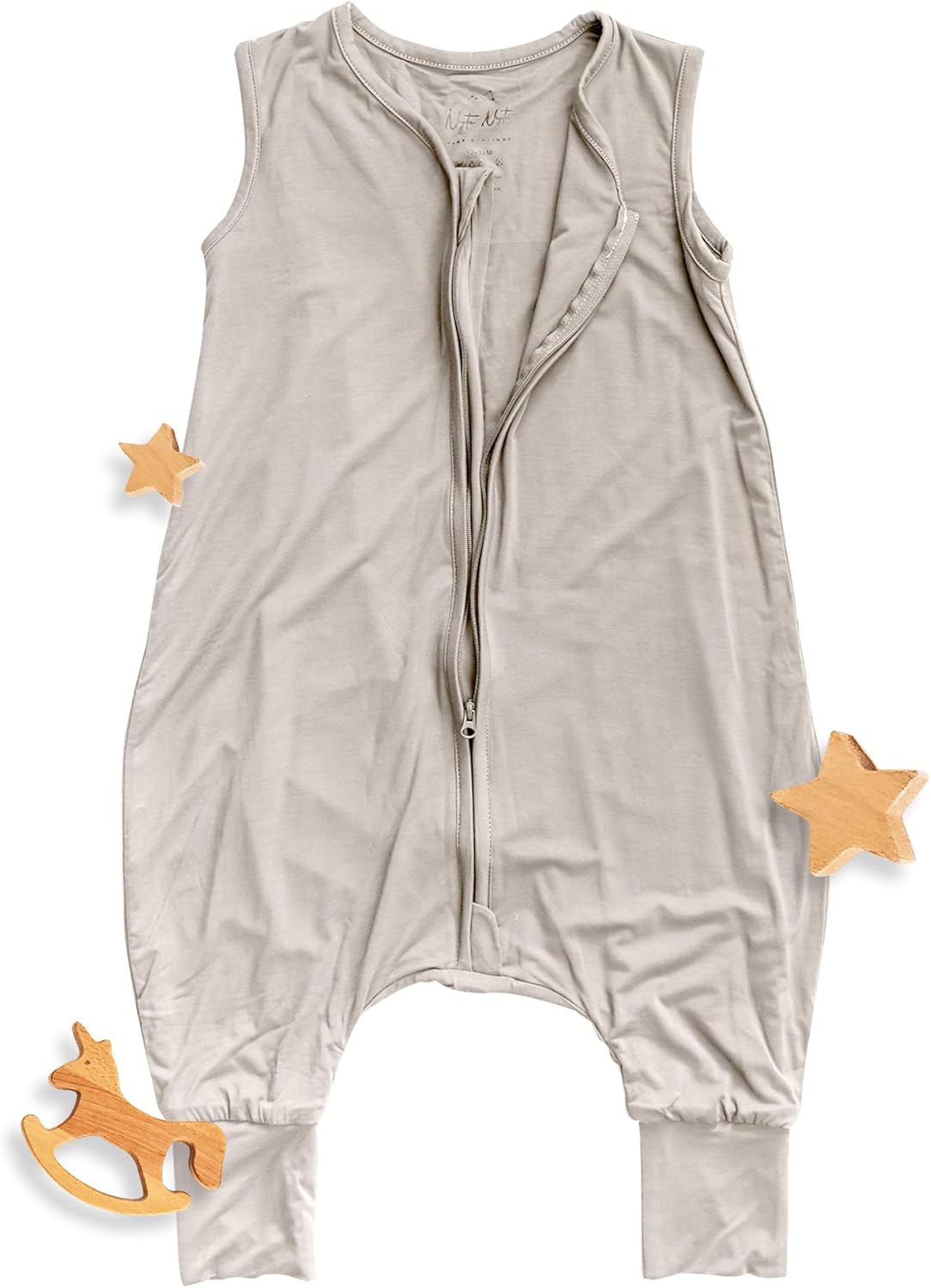 Nyte Nyte Baby - 0.5-TOG Bone, 18-36 Months Sleeveless Sleep Sack, Imported Baby & Toddler Sleeping Sack, Breathable Sleep Sack, Adjustable Feet Cuffs & Anti-Slip Grip