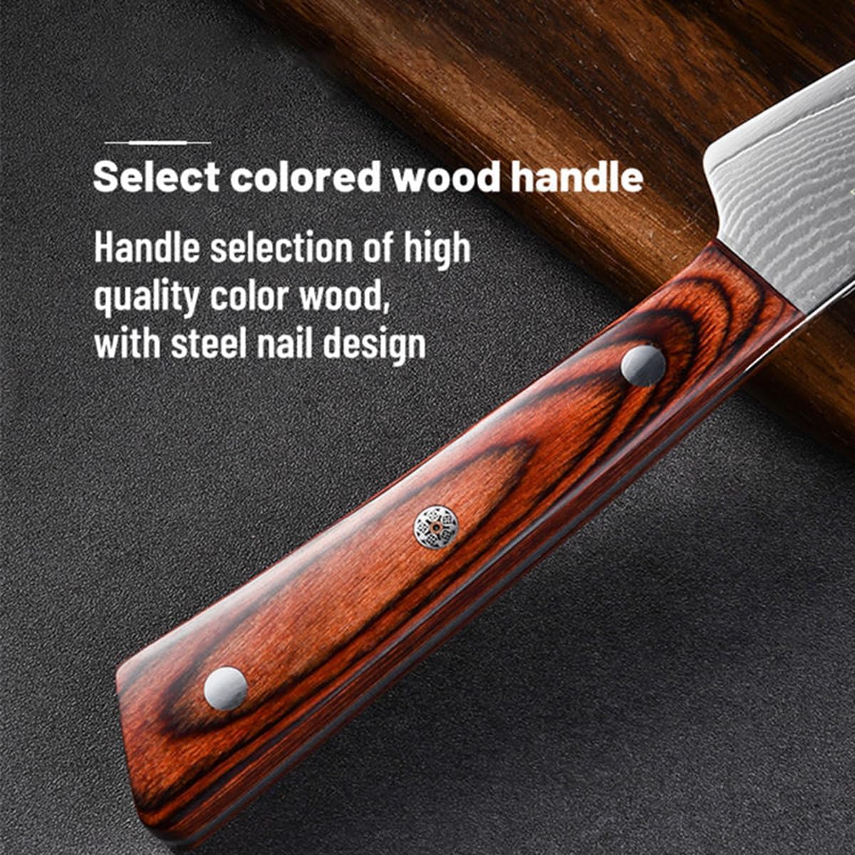Damascus Steak Knives Set of 6,VG10 Damascus Kitchen Knife Set with Pakka Wood Handles,Non Serrated Steak Knives,Razor-Sharp Dinner Knives - Ideal for Table Dinners and Fruit Pairing