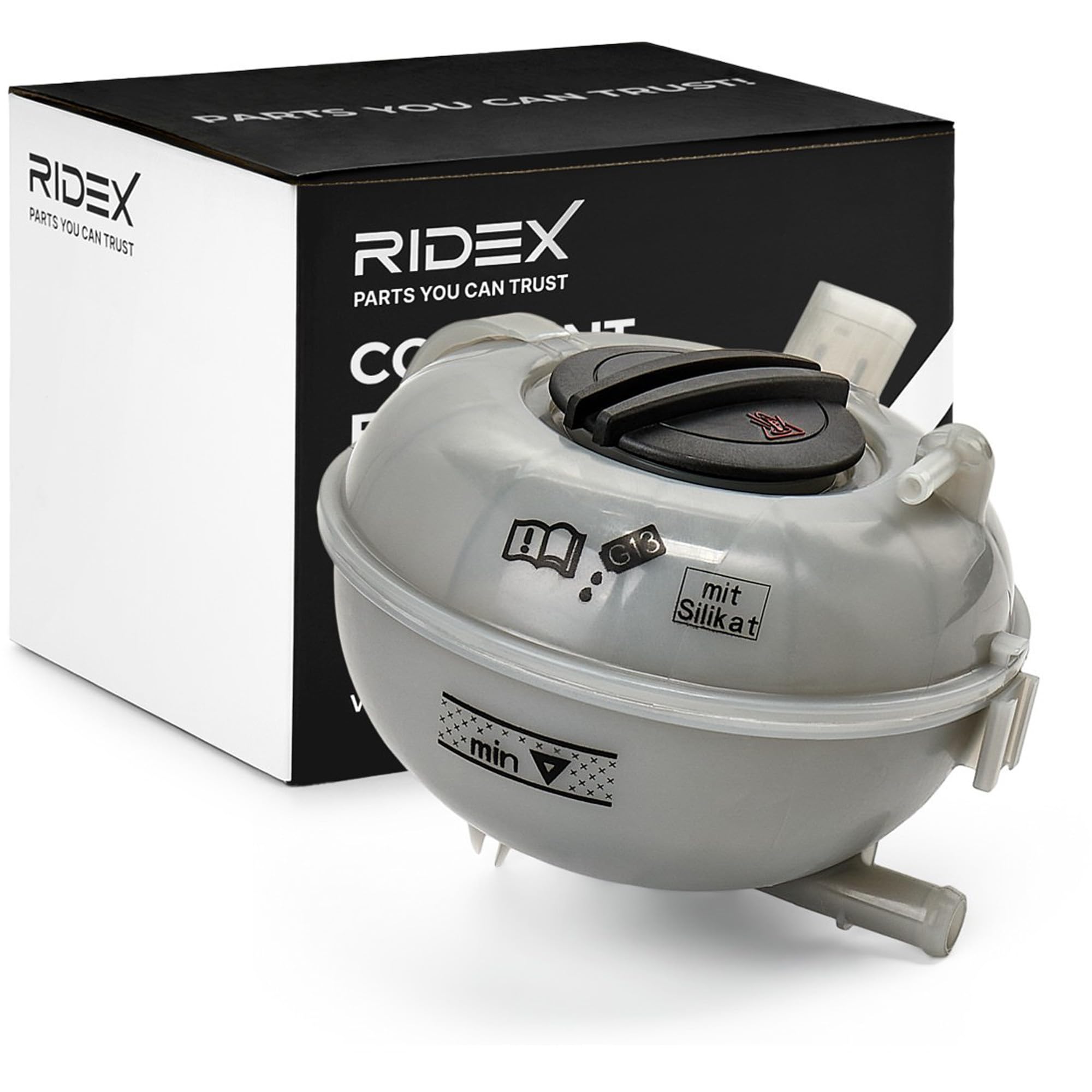 RIDEX 397E0225 Vase d'expansion liquide de refroidissement avec bouchon de fermeture avec capteur Compatible avec VW Golf 7 3/5 portes 5G1, BQ1, BE1, BE2