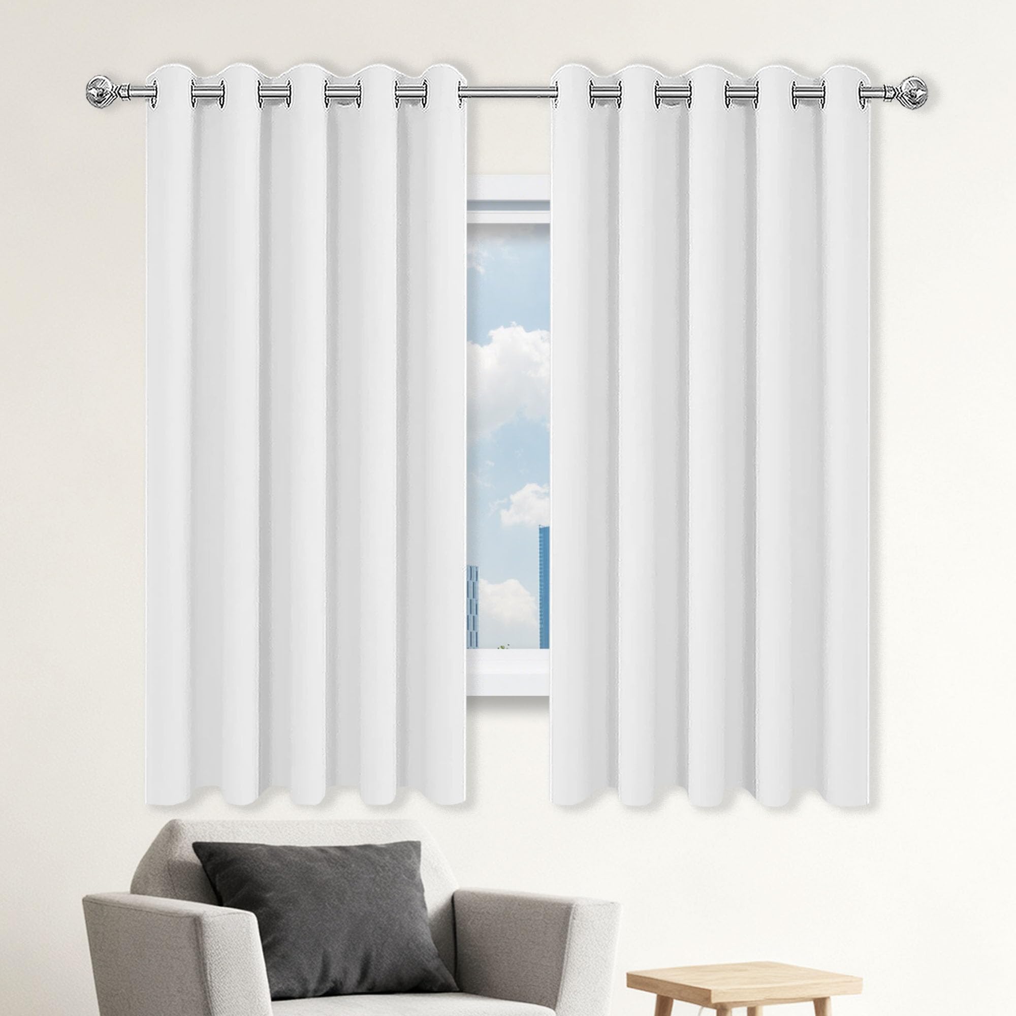 Rideau exterieur terrasse occultant blanc 360 x 340 pour pergola et salon