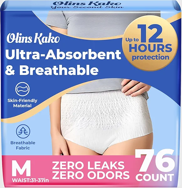 Adult Diapers for Women, Leak-Proof Comfortable Fit, Medium Size, 76 Count, Daytime M