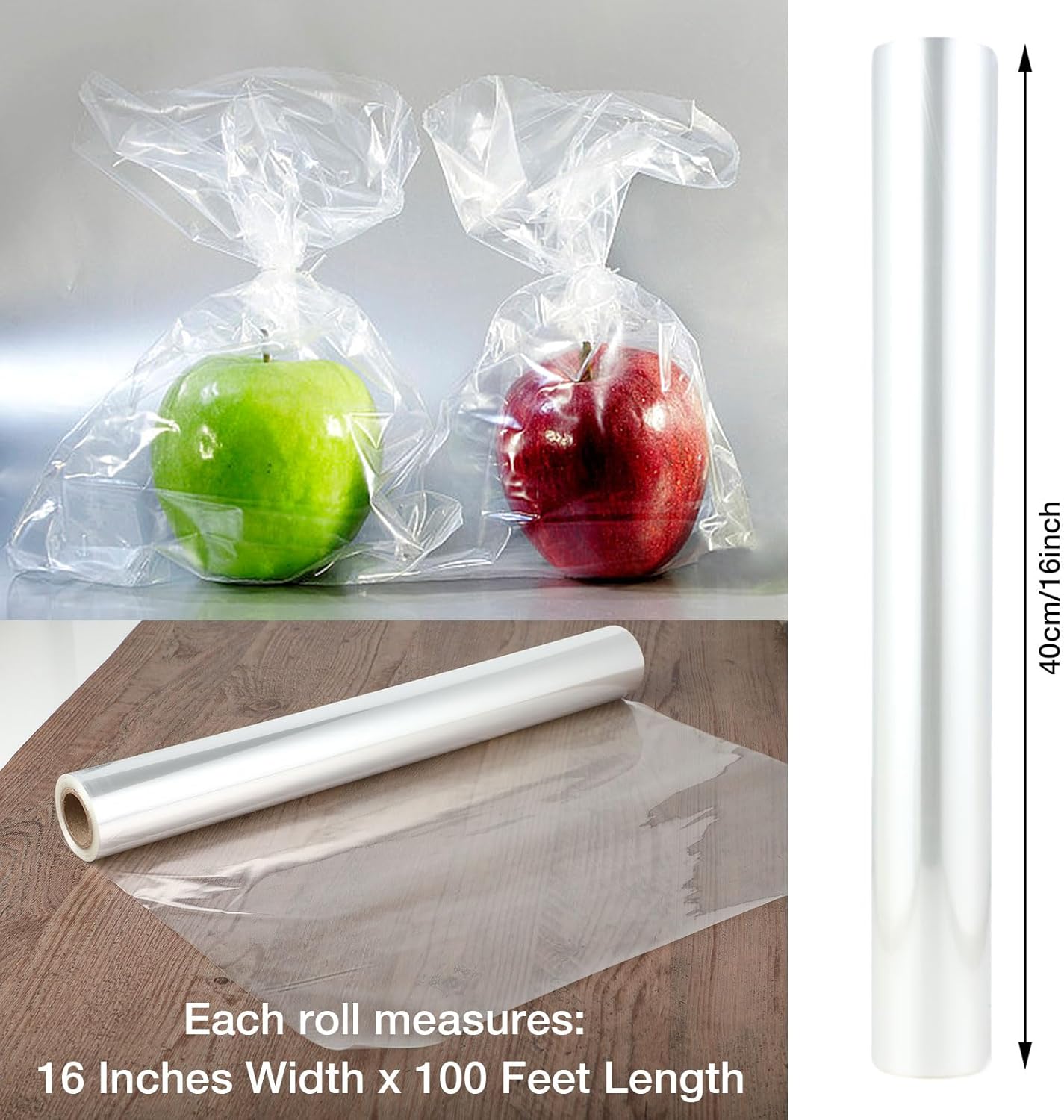 Adorox 40" Inch 100' Ft (FOLDED) Clear Cellophane Wrap Roll Christmas Holidays Thanksgiving Easter Halloween Mothers Day(Meets FDA specifications) : Health & Household
