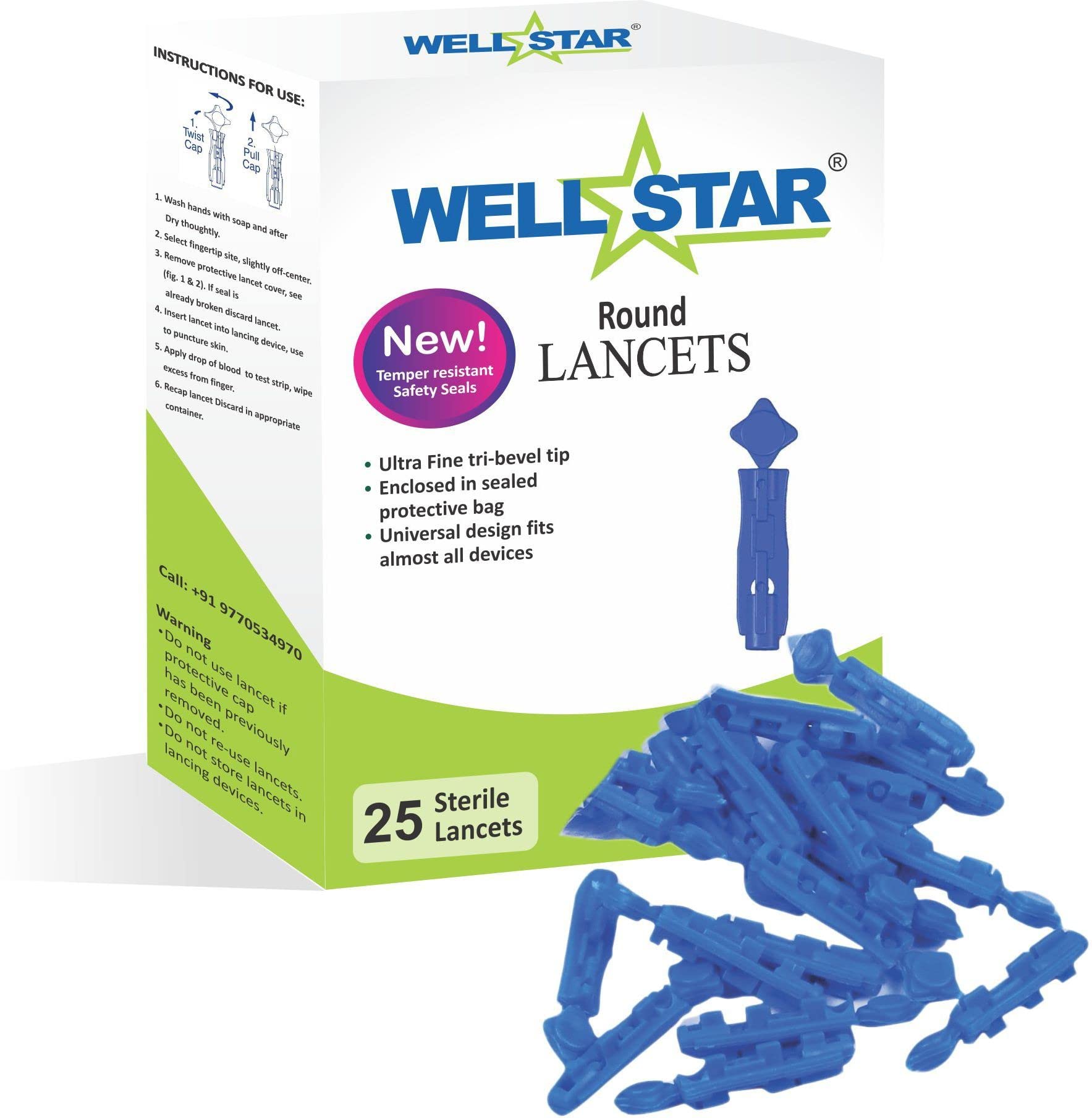 25 ROUND LANCETS BLUE COLOR Glucometer Lancets Glucometer Lancets (25)-image-45