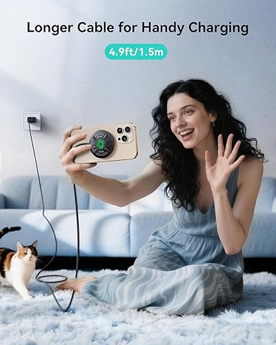 Miniatura 4 de INIU Cargador inalámbrico magnético, almohadilla de carga inalámbrica rápida de 15 W con certificado Qi2 con ventilador de enfriamiento, solo para