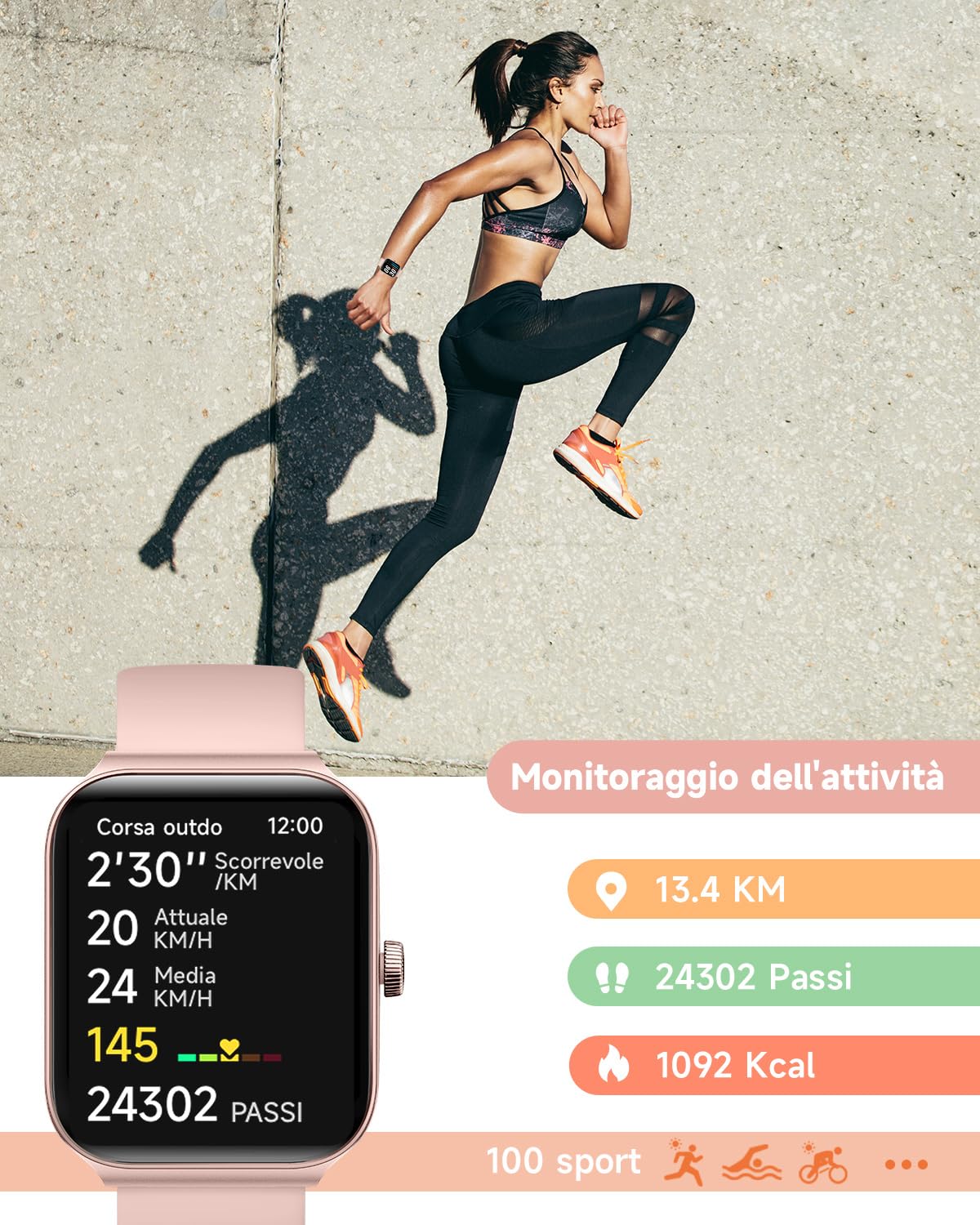 TOOBUR Smartwatch Donna Alexa Integrata, 1.95" Orologio Smartwatch Chiamate Cardiofrequenzimetro Contapassi SonnoImpermeabil IP68, 100 Sportivo, Notifiche Messaggi, Compatibile Android IOS