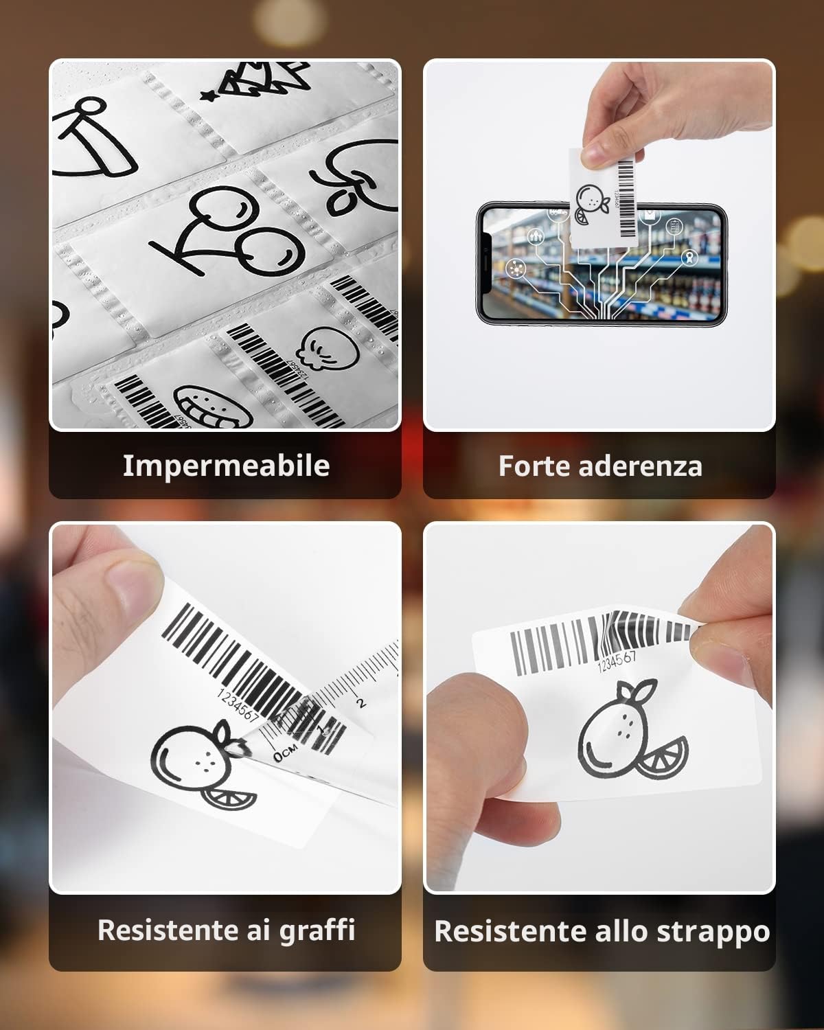 Phomemo 3 rotoli di carta termica per stampante per etichette M220 M250 M221 M120 M150 M108 M110 M421, carta termica per codice a barre, nome, etichetta per prezzi da 40x30 mm, 230 etichette