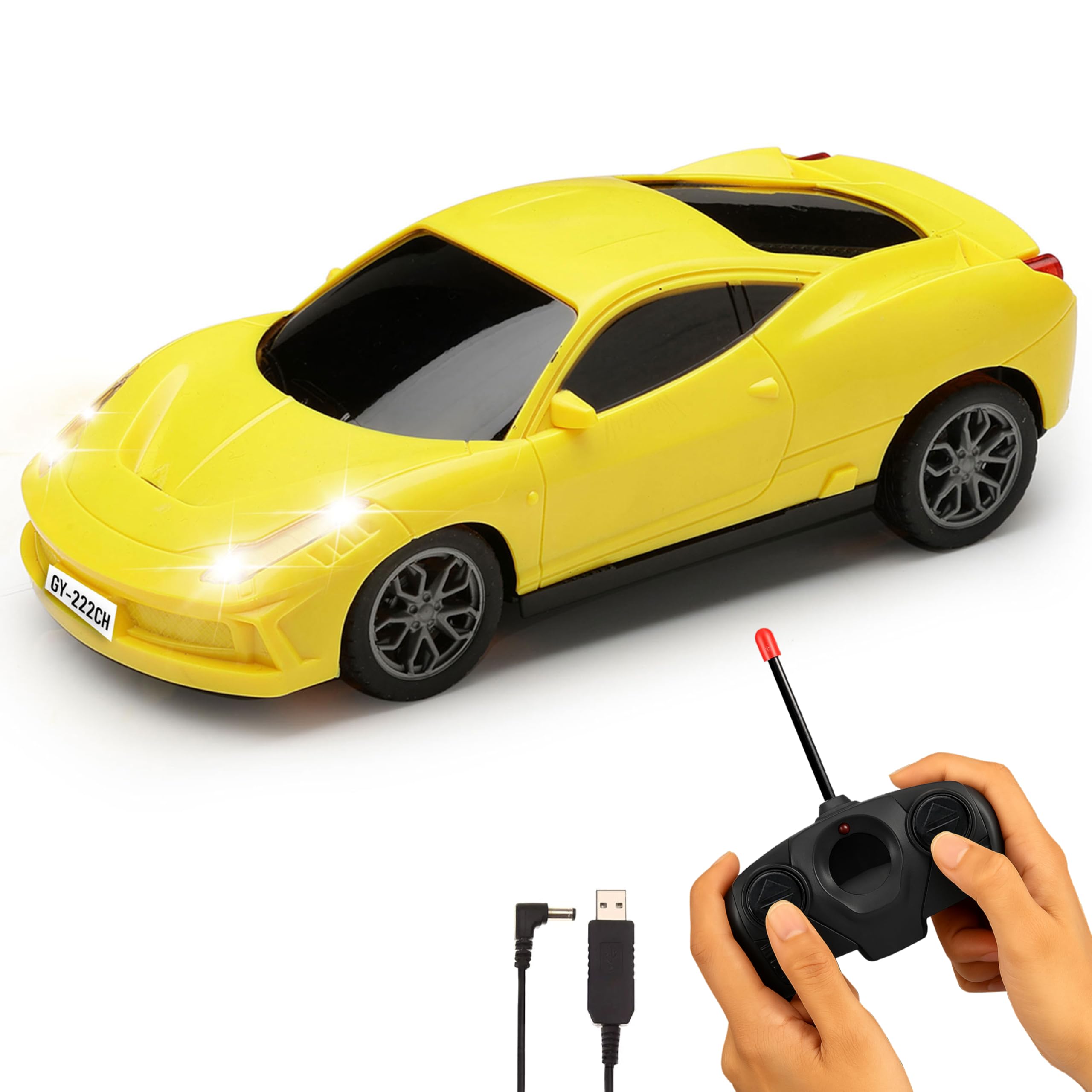 Gooyo GY-222CH Rechargeable Remote Control Car Toy | Yellow Color, Power Source: Lithium Rechargeable Battery for Car (Included) & 2xAA Battery for Remote Controller (Not Included)-image-23