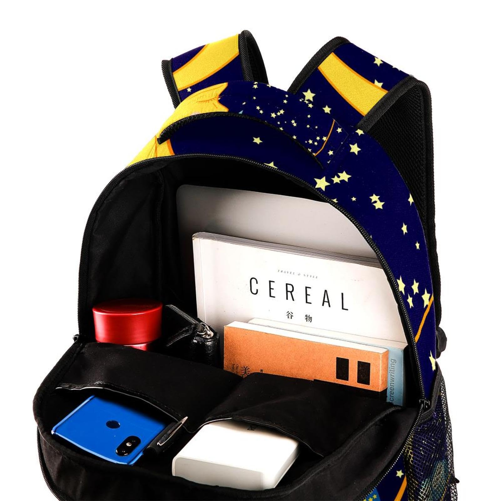 Zaino scolastico per uomini e donne, borsa da viaggio per laptop con gufo e luna, zaino leggero per università, zaino casual per libri