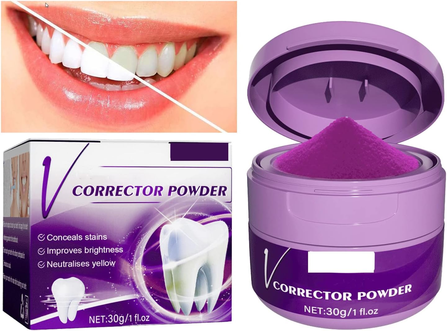 Whitening Colour Corrector, 30g Teeth Color Corrector, Purple Corrector