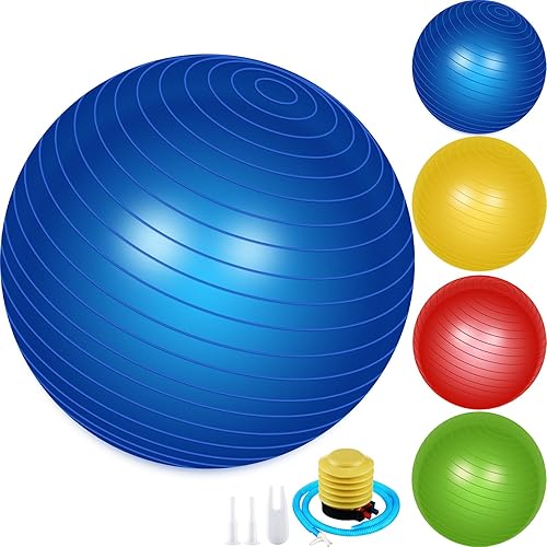 Miniatura 8 de Leyndo Pelota de ejercicio de yoga, pilates, embarazo, parto, fitness, con bomba rápida, antiestallido para mejorar la postura, equilibrio, yoga,