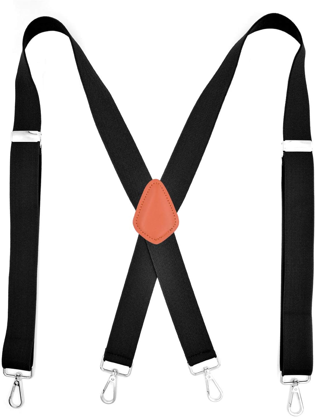 Mens Suspender Heavy Duty X-Back 1.4 Inch Solid Color Adjustable Braces with 4 Snap Hooks