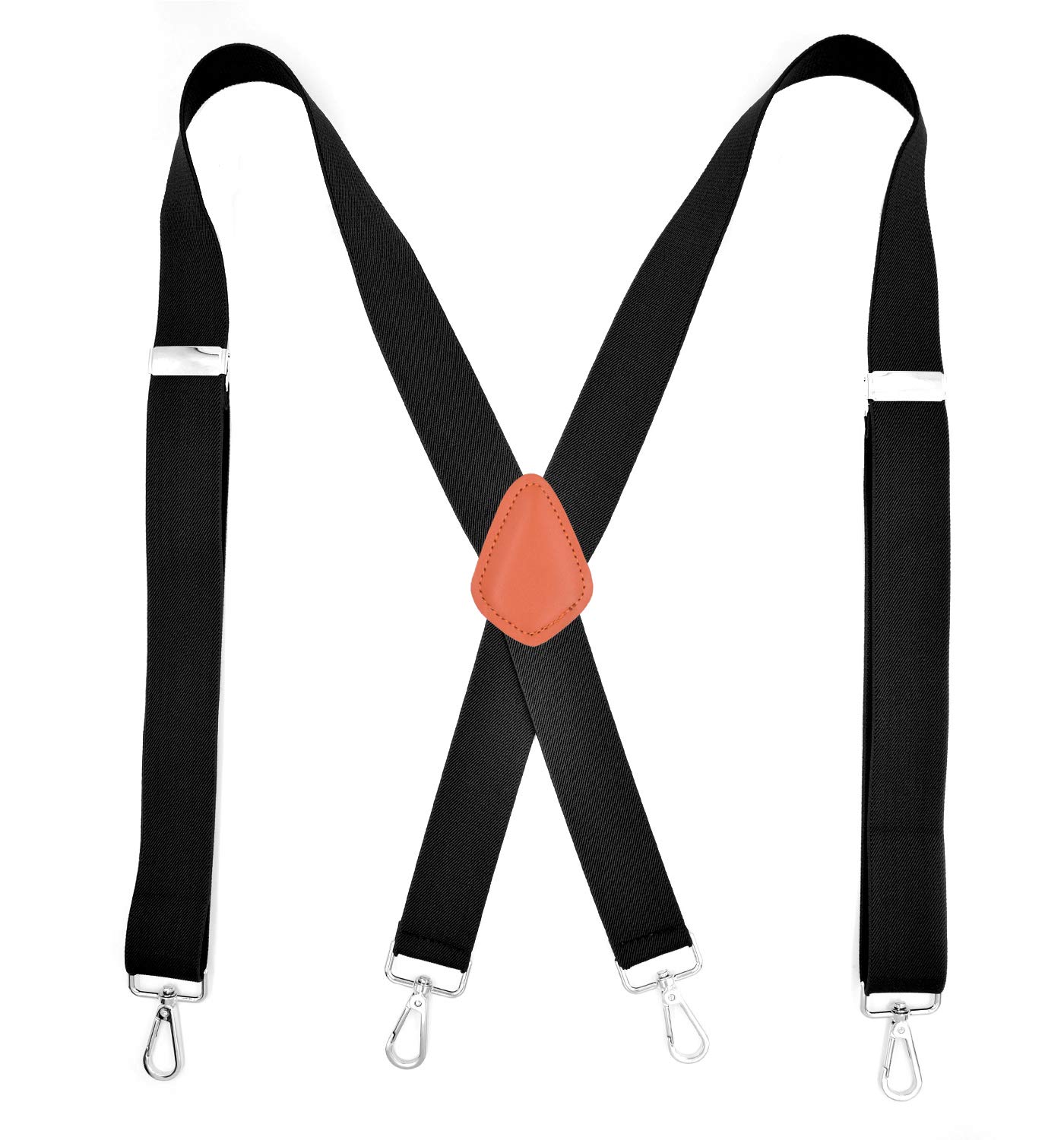 Mens Suspender Heavy Duty X-Back 1.4 Inch Solid Color Adjustable Braces with 4 Snap Hooks