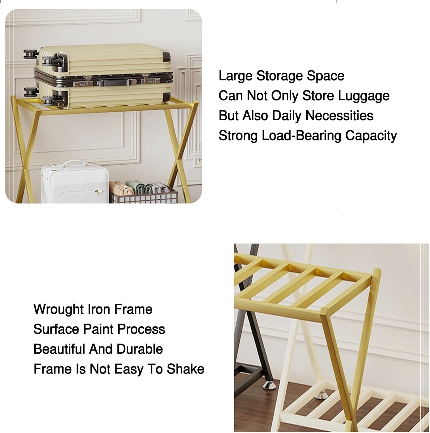 Home Luggage Rack, X-Shape Folding Luggage Rack, Space-saving, Suitable for Hotels and Guest Rooms(White)