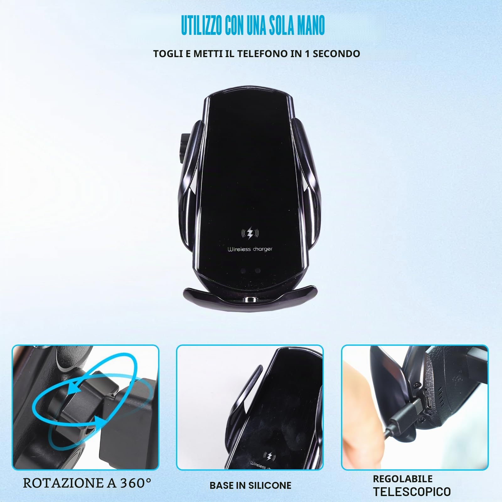 Supporto per telefono da auto per Mazda MX-5 ND 2016-2024 al centro della bocchetta dell'aria sul lato destro, ruotabile, fisso, per auto, adatto per iPhone, Android e smartphone universale (ricarica
