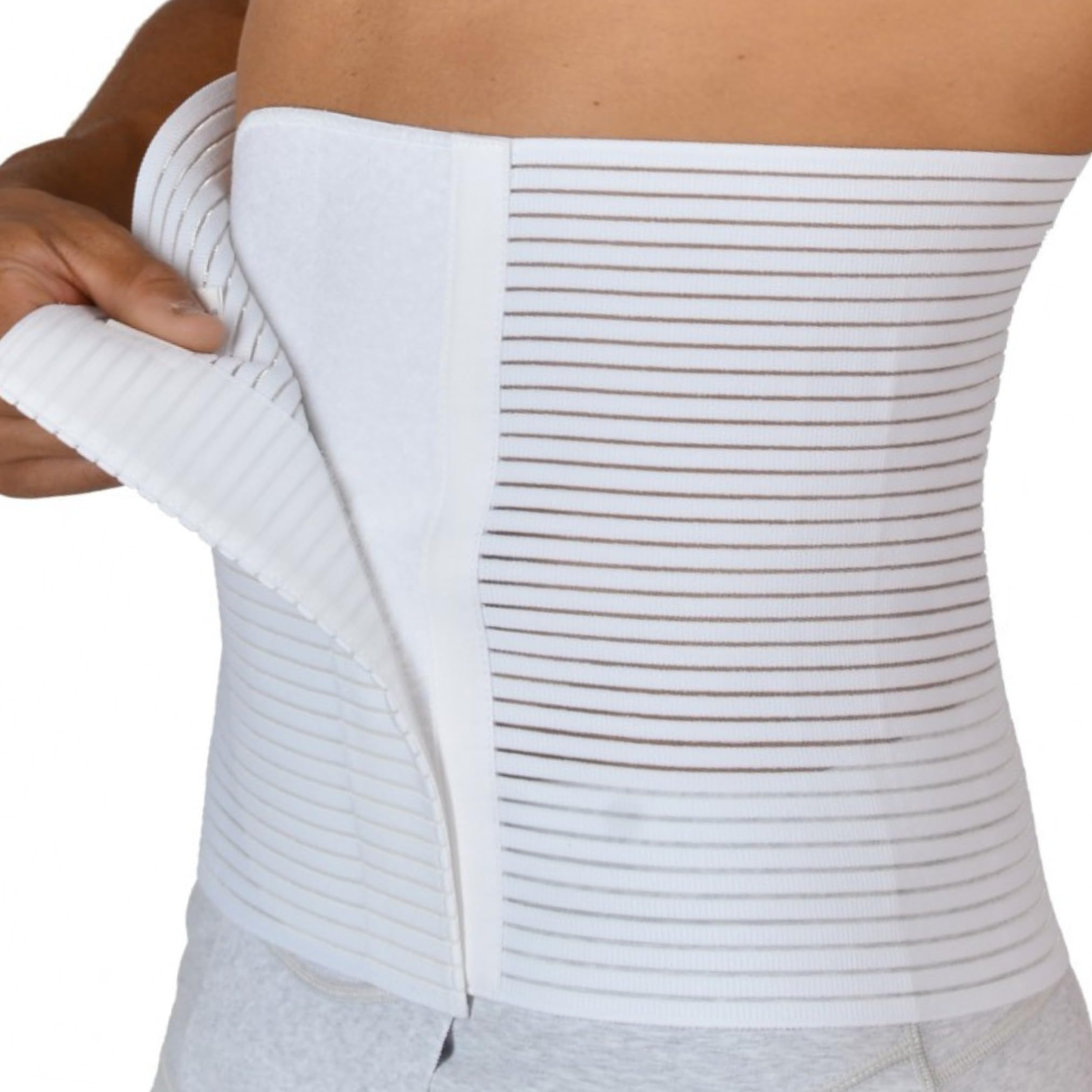 Faja lumbar, soporte de espalda postoperatoria, faja de compresión para hombre, elástica, ortopédica y ajustable (blanco, 1)