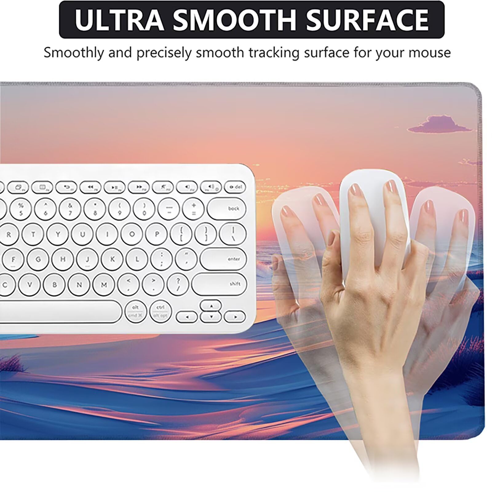 Playa Alfombrilla Ratón Gaming XXL 1500x800x3mm, Alfombrilla Gaming PúRpura Mousepad con Base de Goma Antideslizante Impermeable Desk Mat para Teclado y Raton Accesorios Gaming, Regalos de Hombre F-3