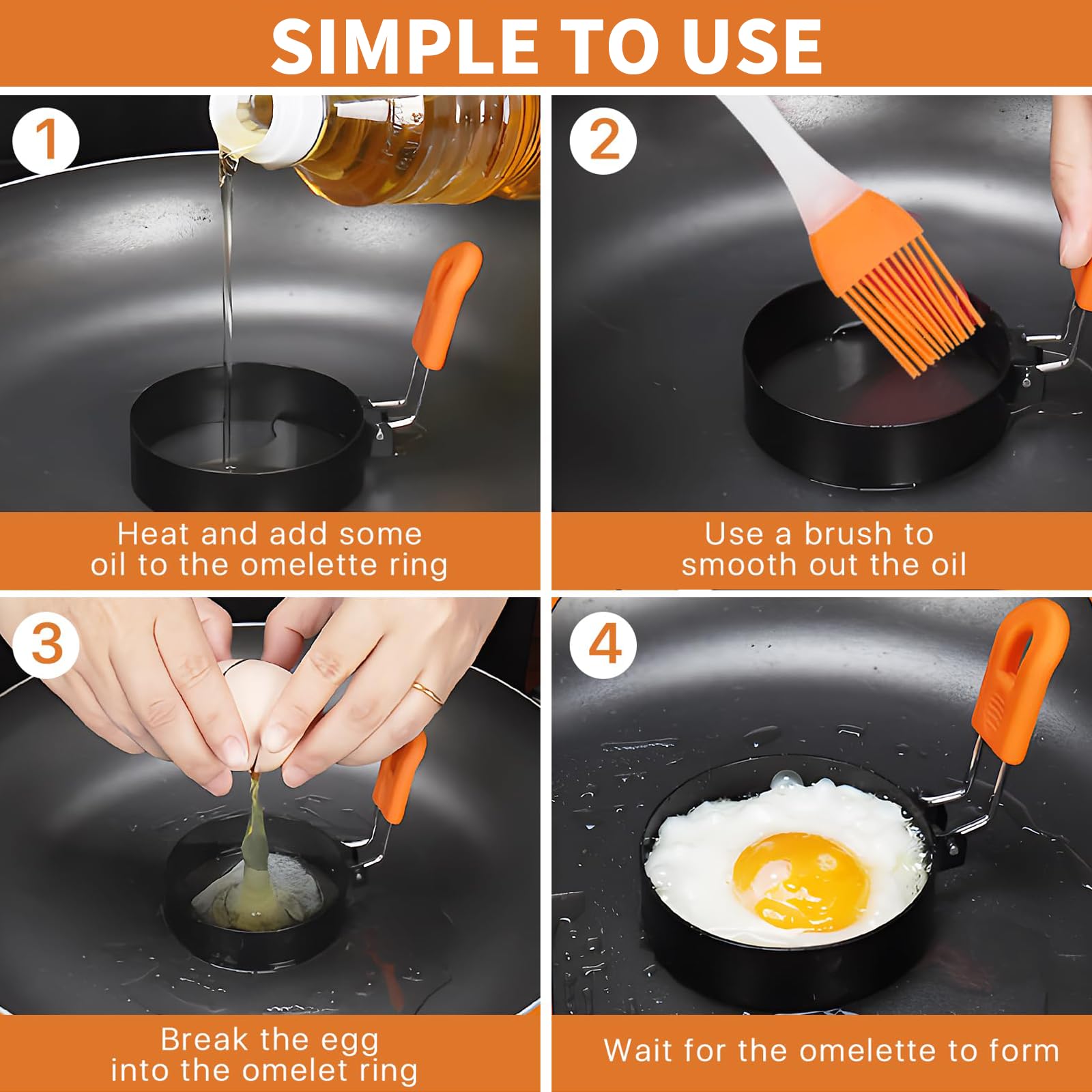 Egg Rings for Frying, 2 Pack Non Stick Egg Rings - Image 3